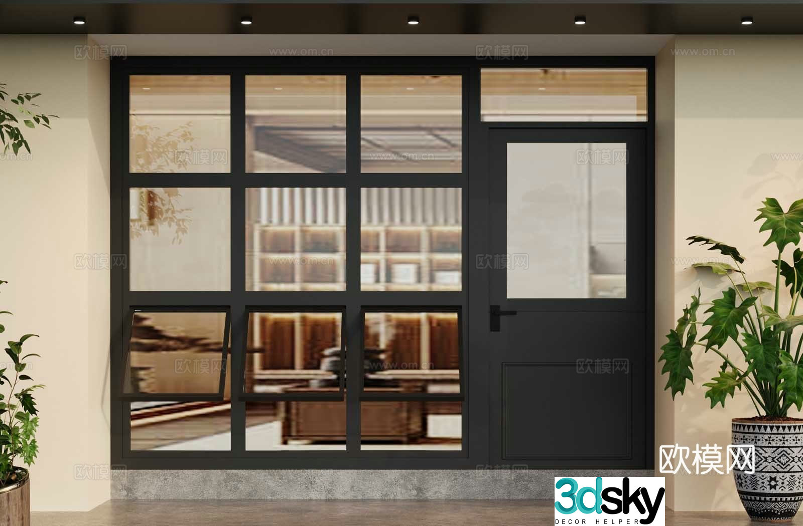 Modern glass door 3d model