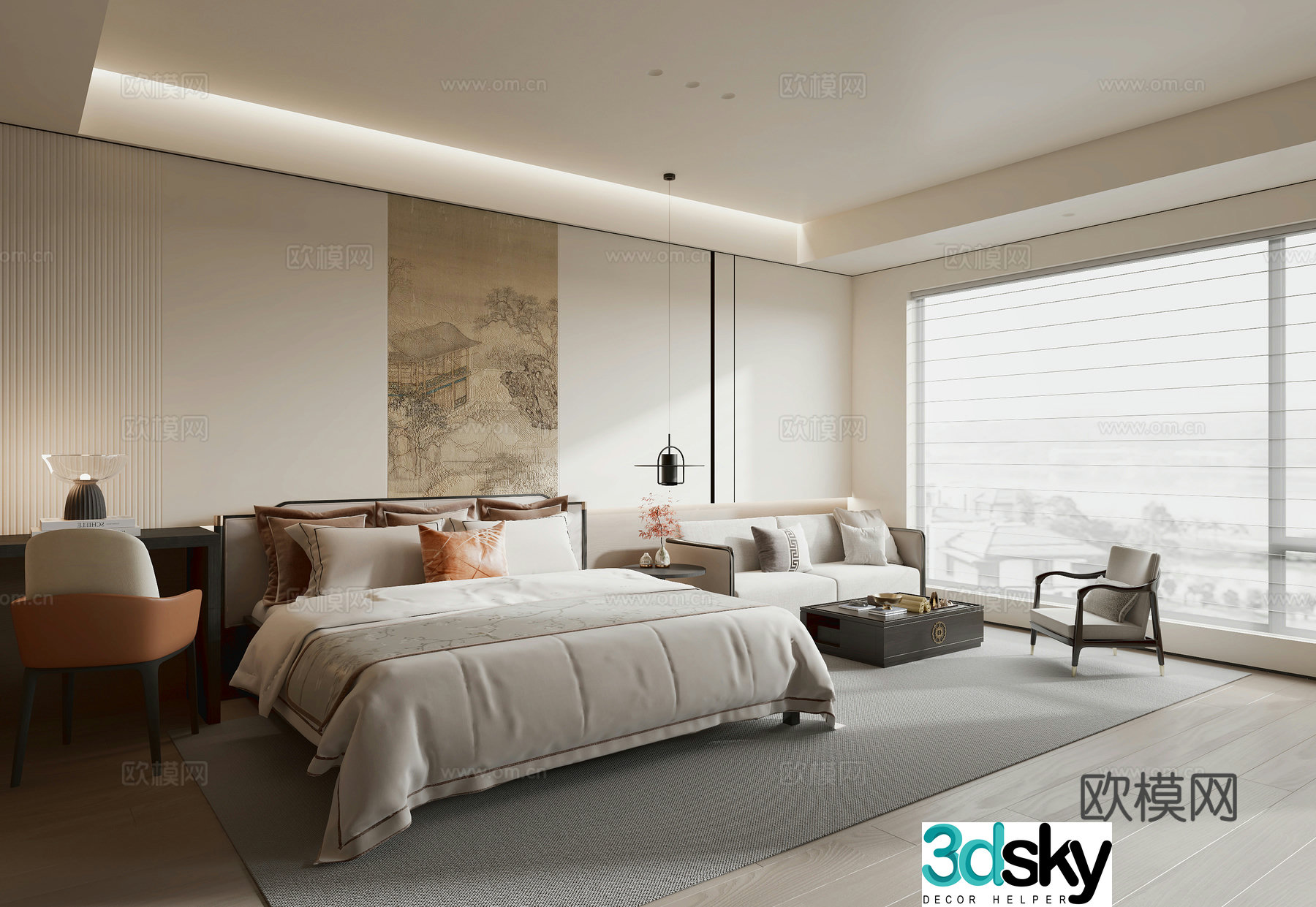New Chinese hotel room 3D model