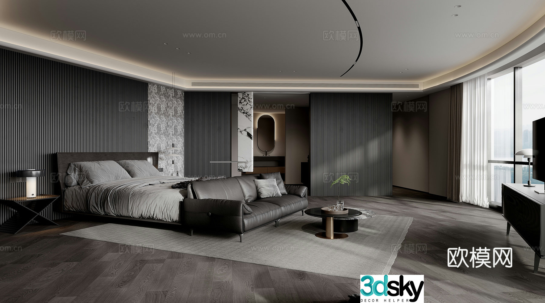 Modern suite bedroom master bedroom 3d model