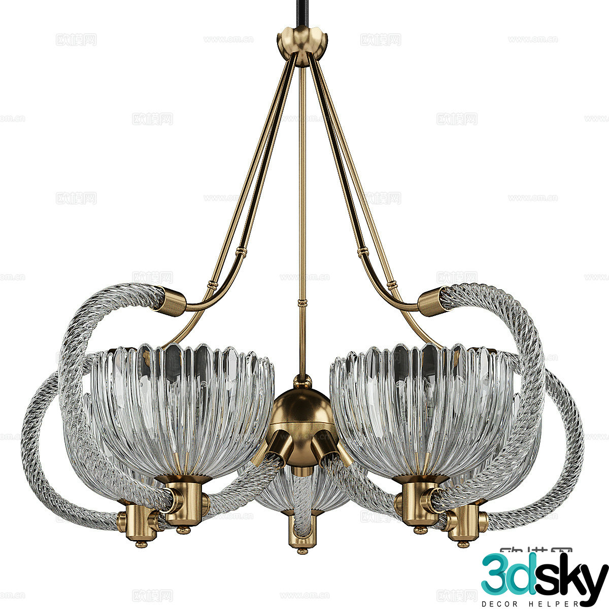 French glass decorative chandelier 3d model