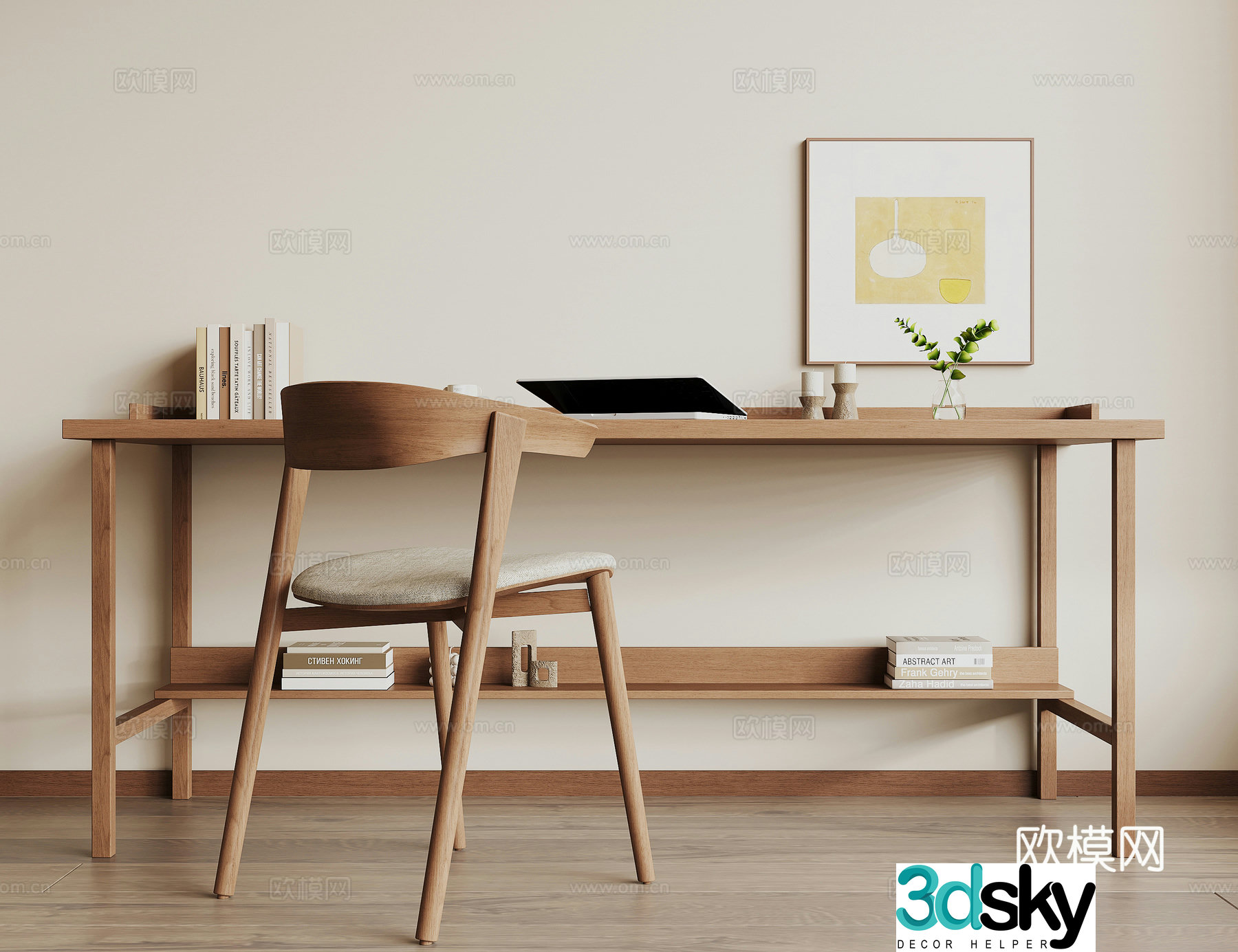 Modern desk and chair 3d model