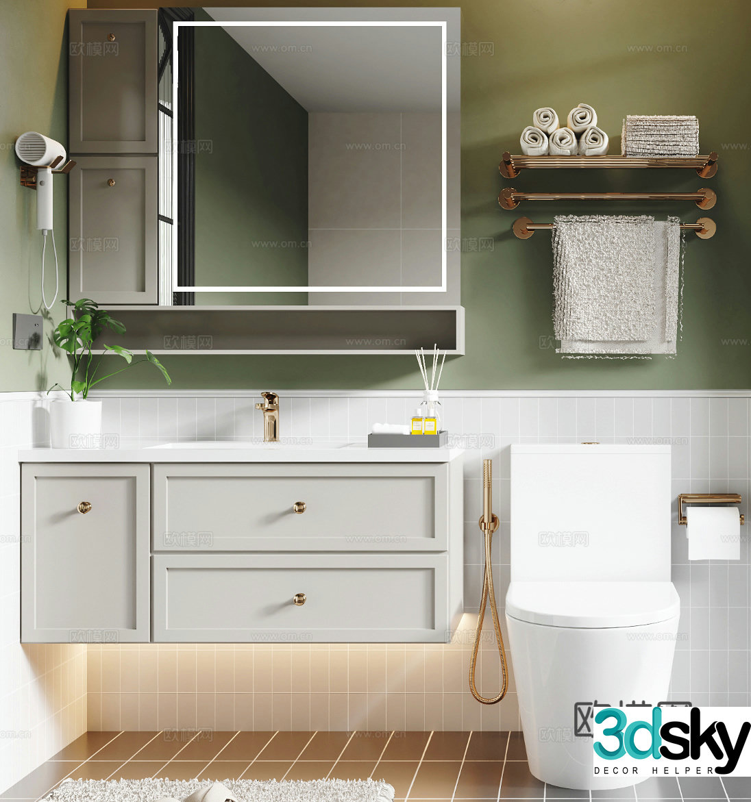 French bathroom cabinet 3D model