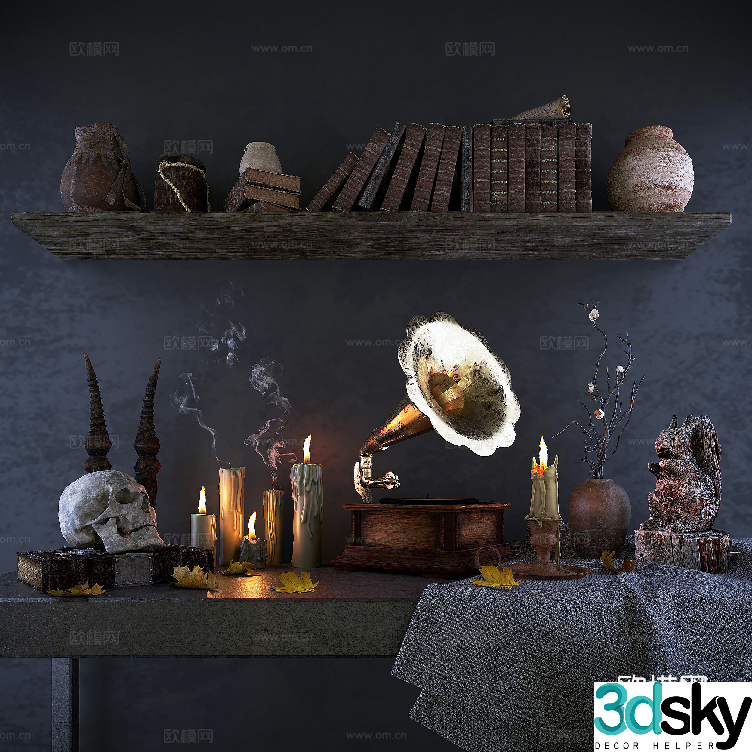 Retro Scene Magic Magic Harry Potter Classical Candle Wizard Medieval European 3D Model