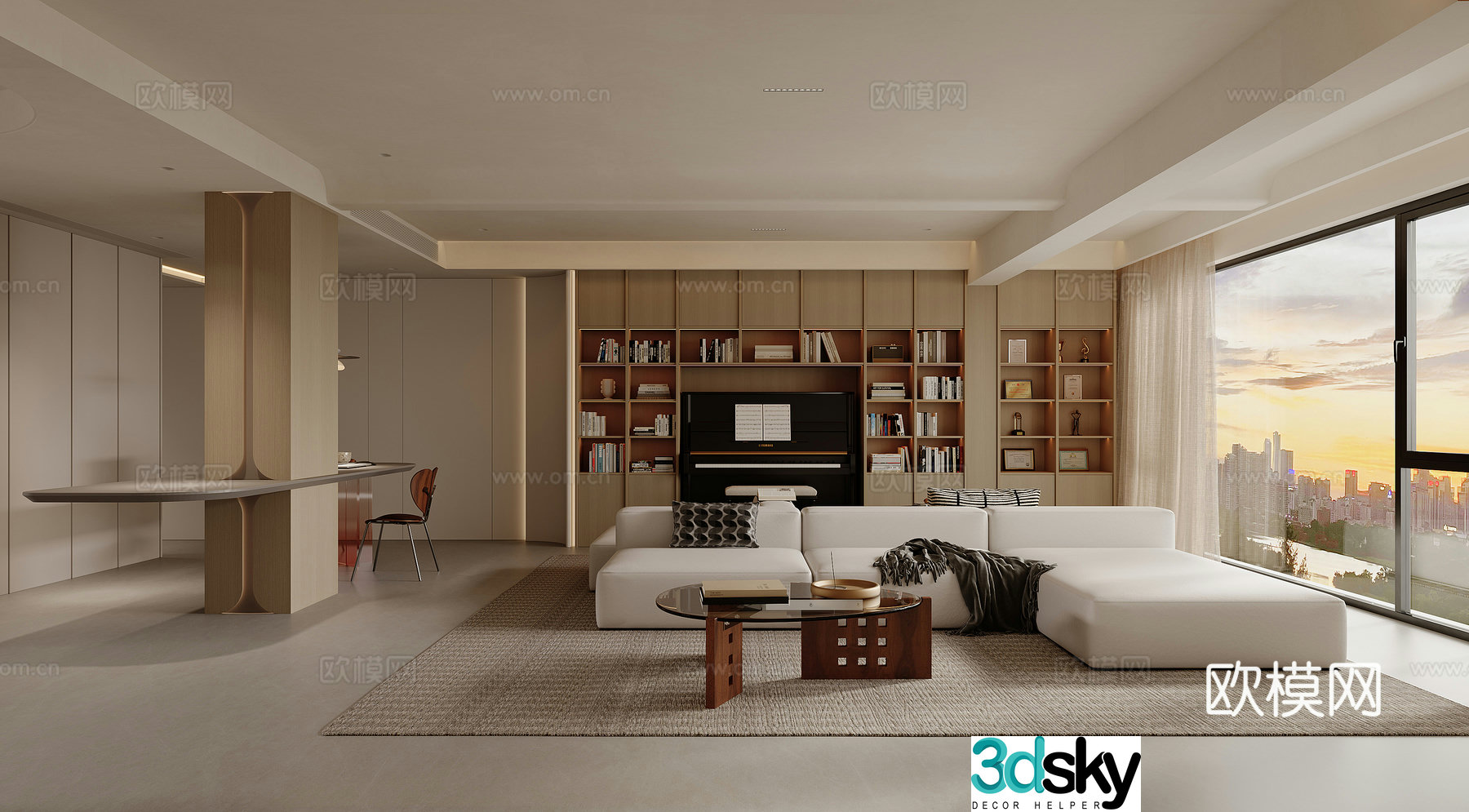 Creamy living room 3d model