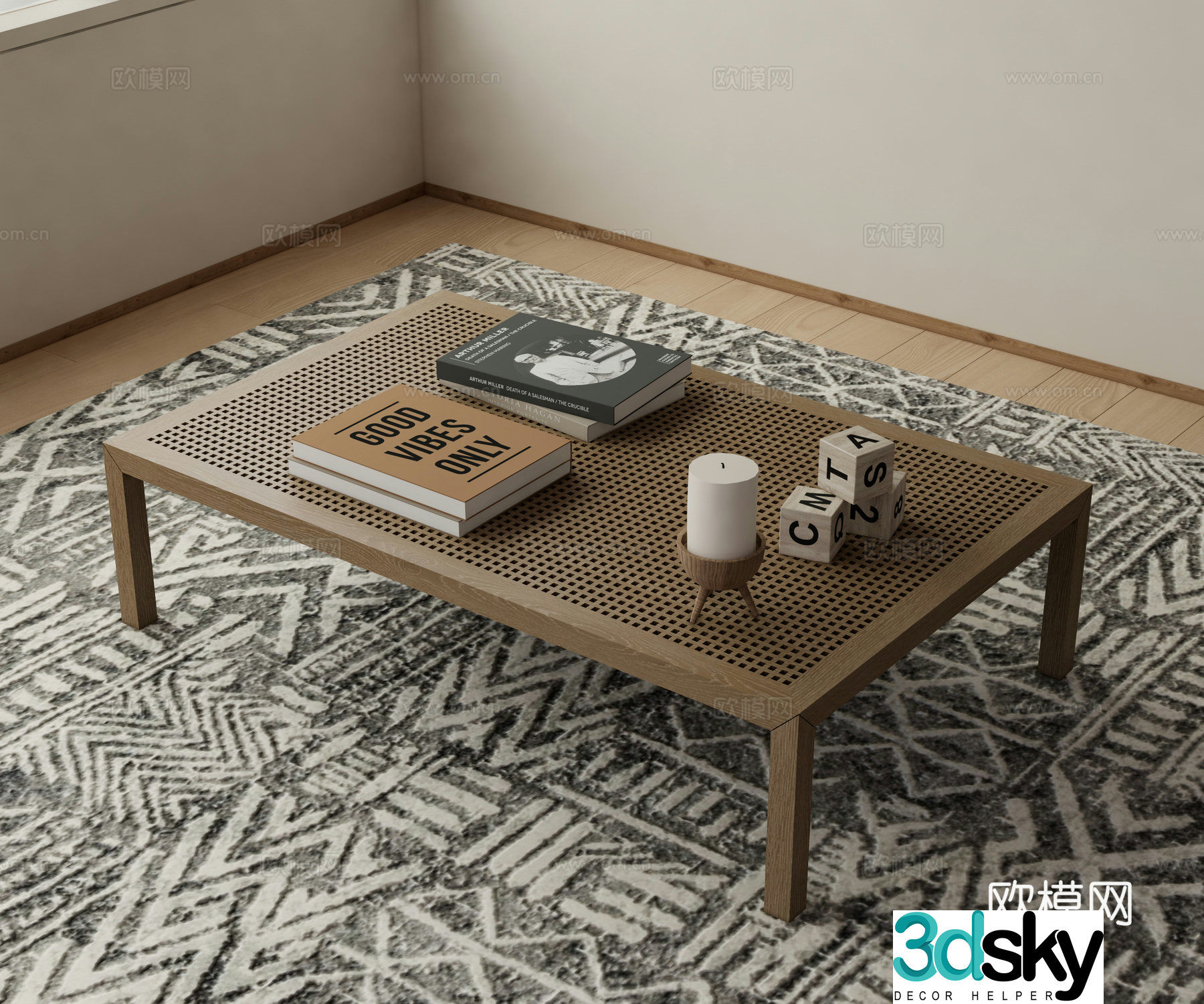 Modern coffee table rectangular coffee table 3d model