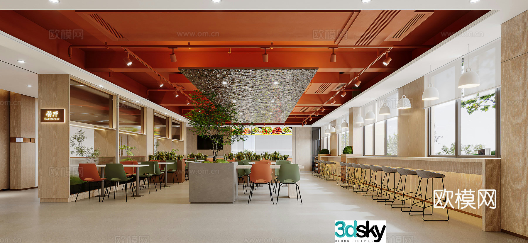 Modern fast food restaurant 3d model