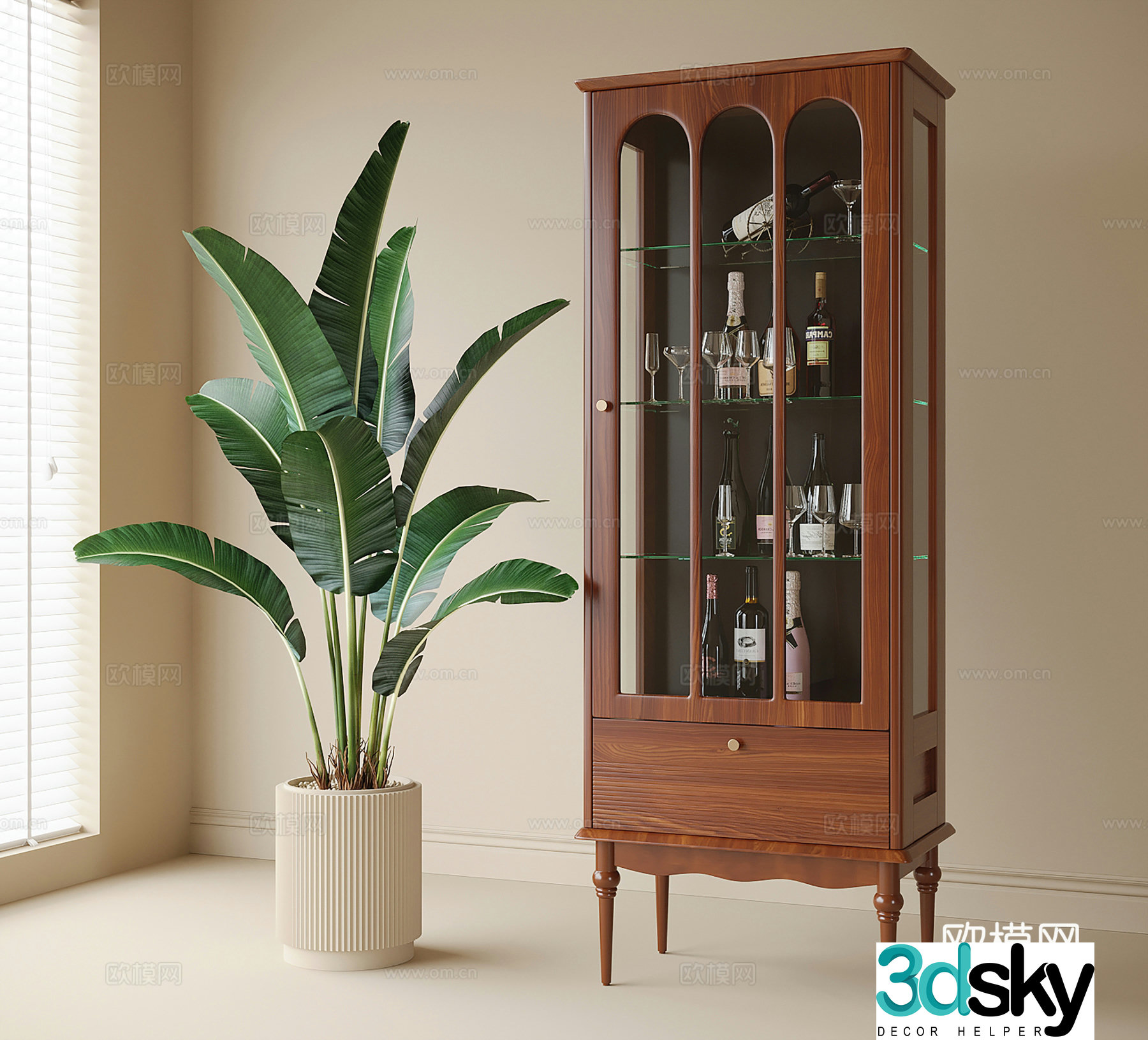 French wine cabinet sideboard 3D model