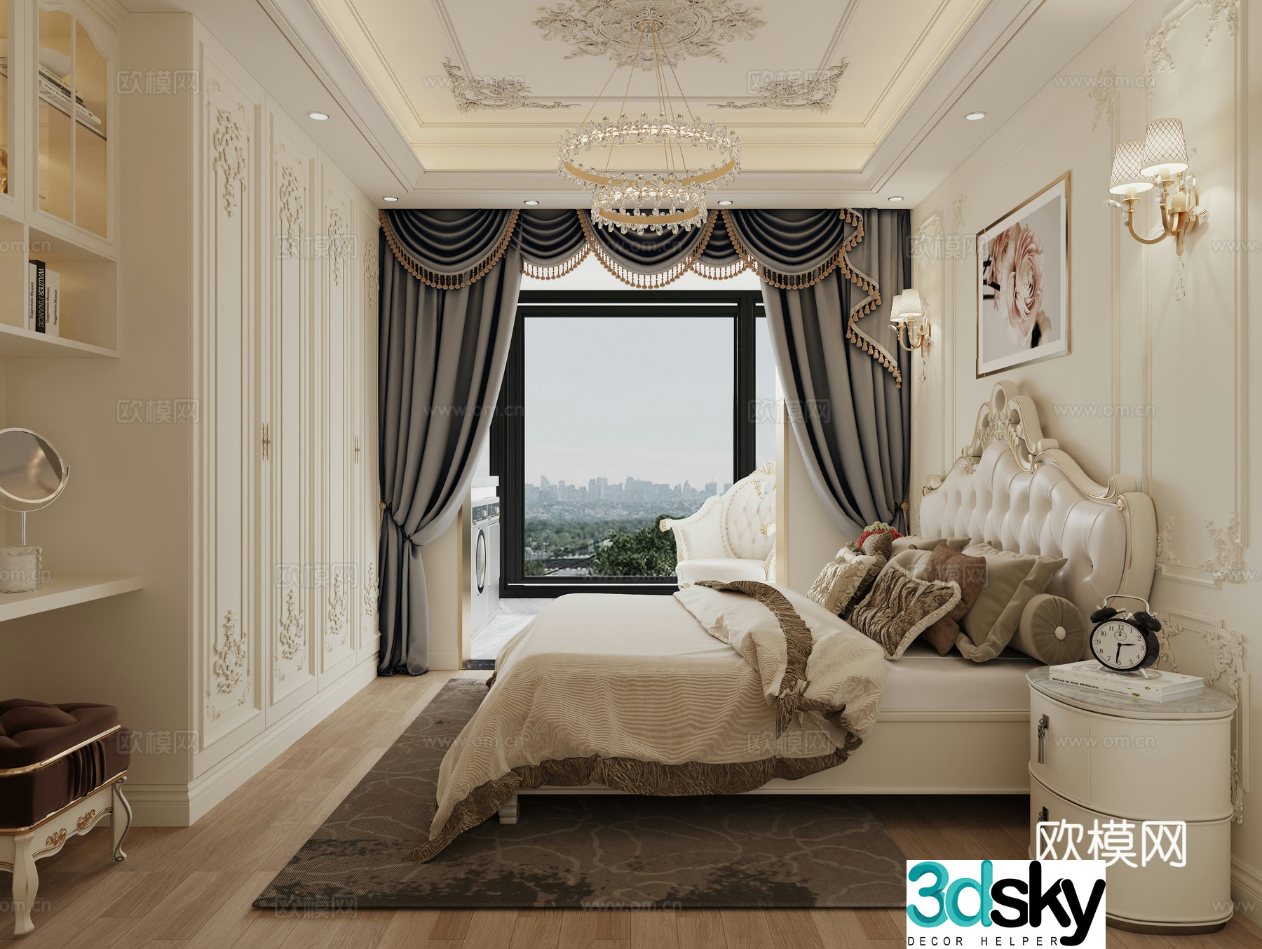 European style home bedroom 3d model