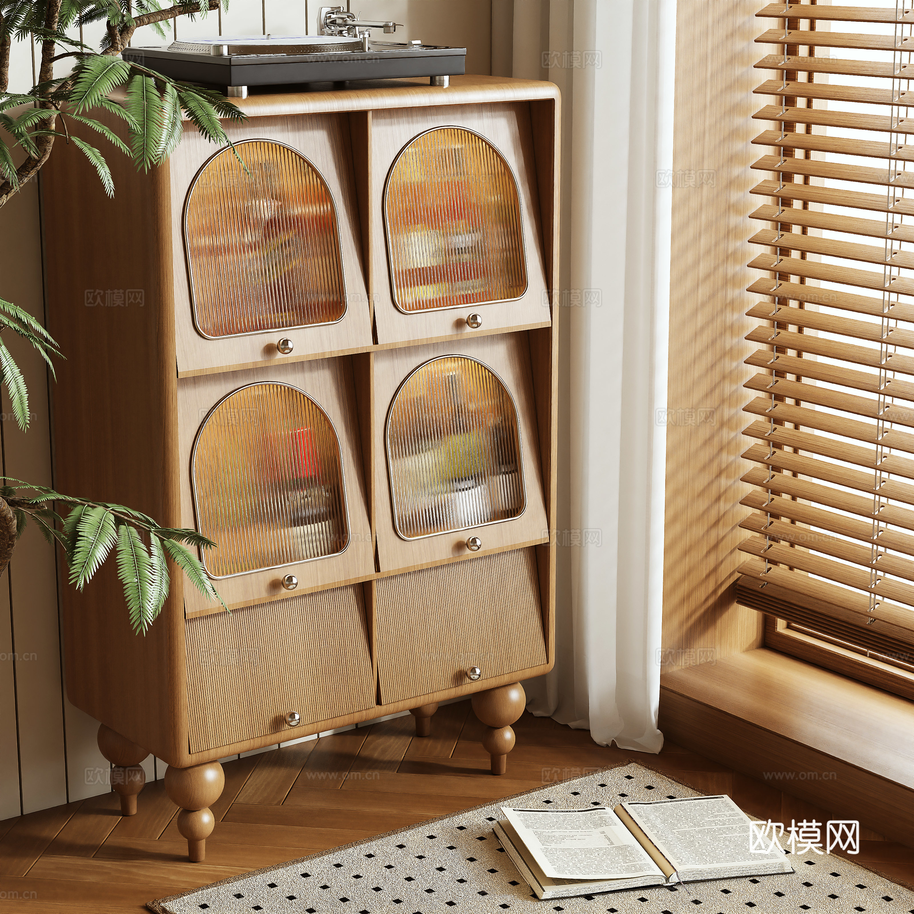 Log wind chest of wine cabinet side cabinet 3d model