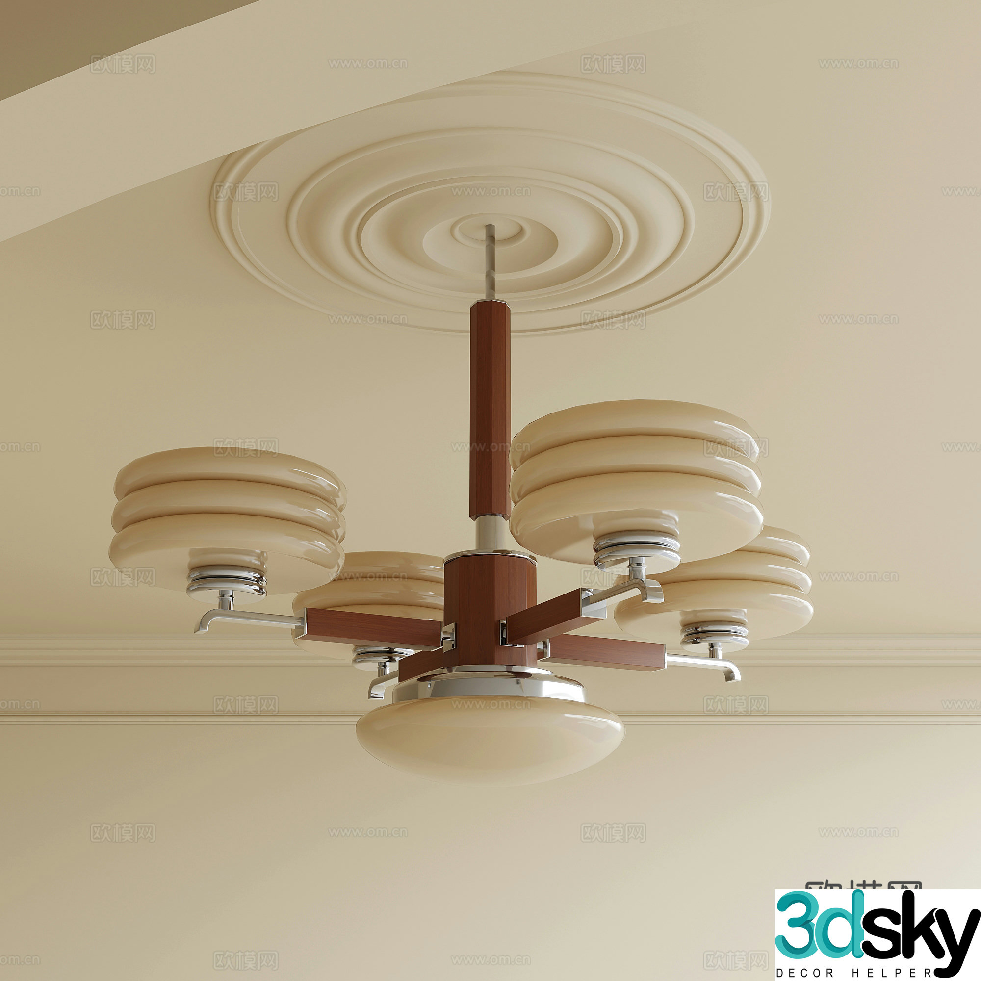 Middle-aged chandelier Multi-head chandelier 3d model