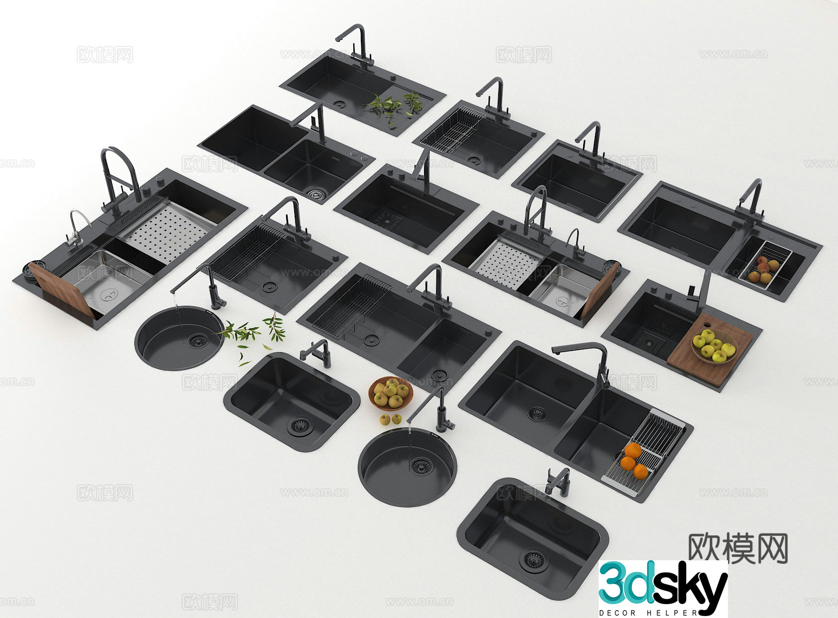 Modern sink Kitchen sink Built-in sink Washing basin 3D model