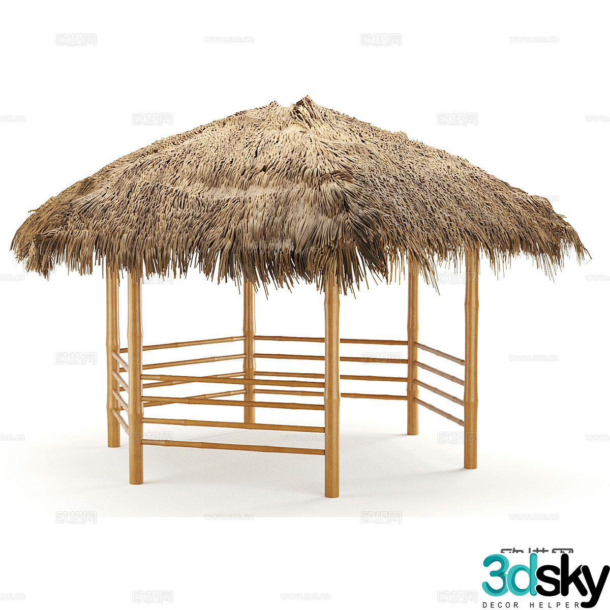 Gazebo thatched hut 3d model