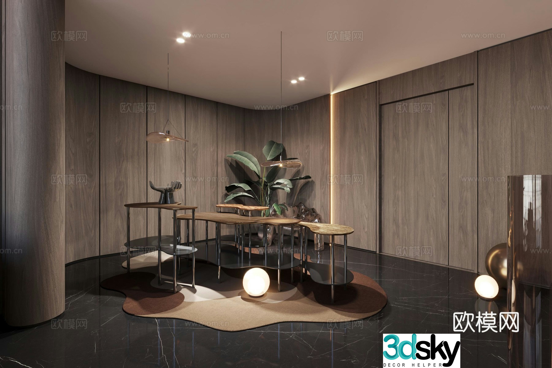 Modern light luxury villa foyer 3d model
