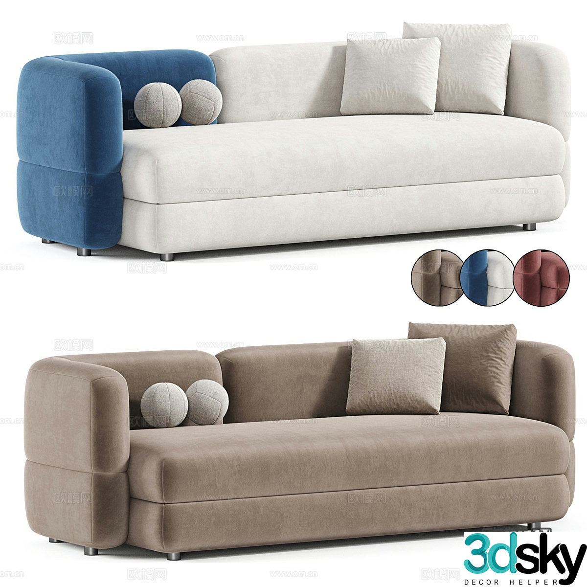 Modern Creamy Brera Sofa 3d Model