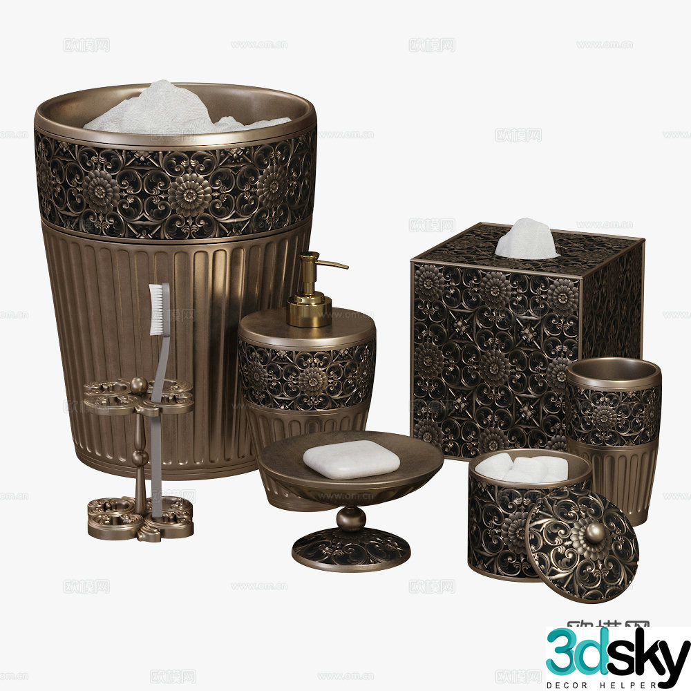 European style bathroom decoration 3d model