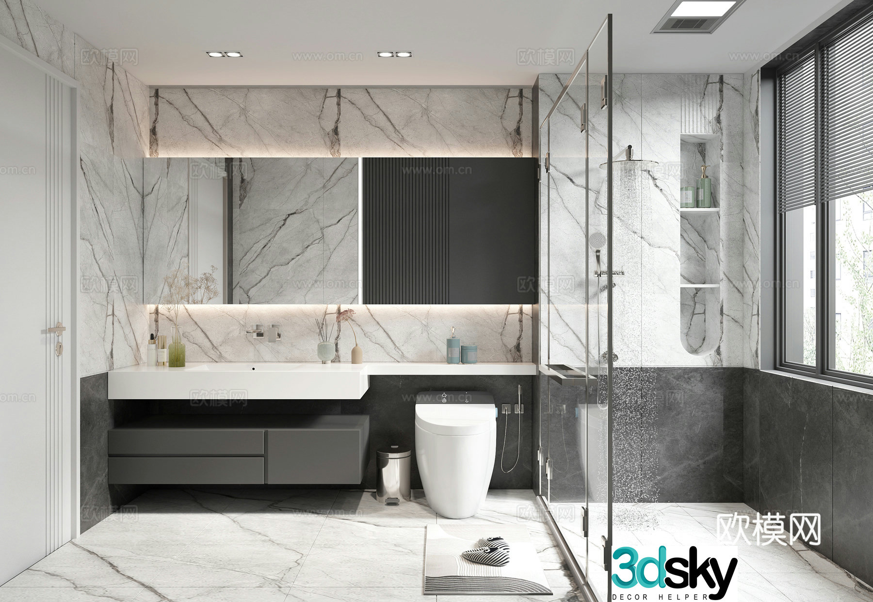 Modern minimalist bathroom 3d model