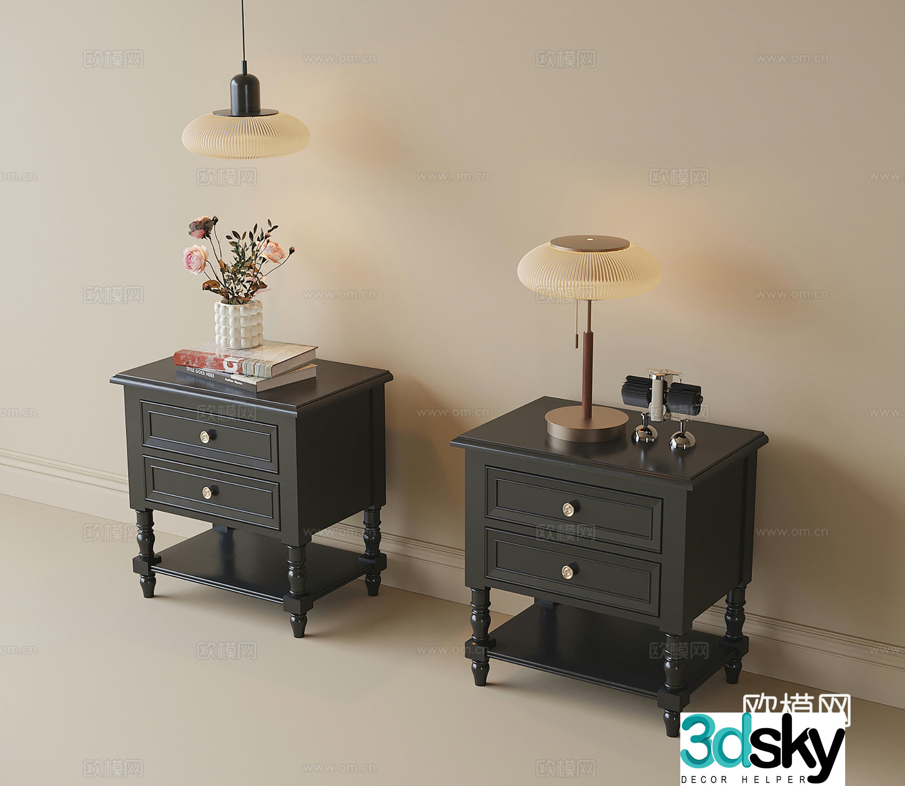 French bedside table lamp bedside chandelier 3d model
