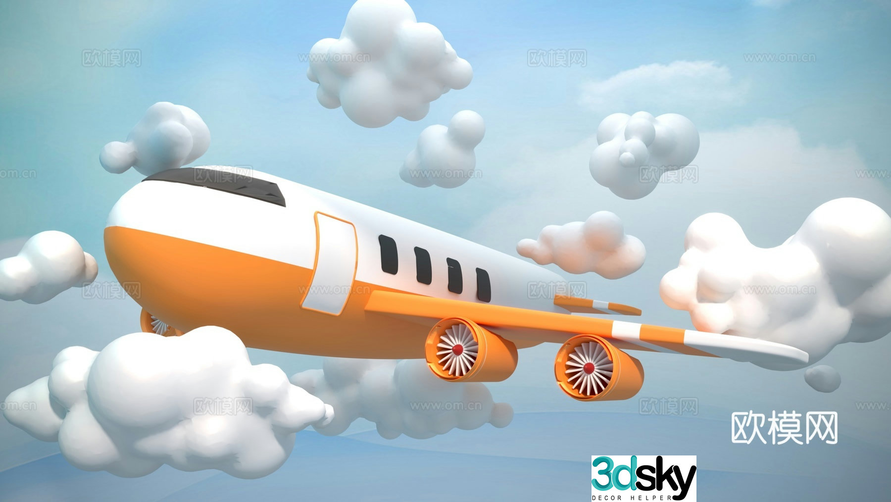 Airplane Cartoon Aircraft Cartoon Cloud Cartoon 3d Model
