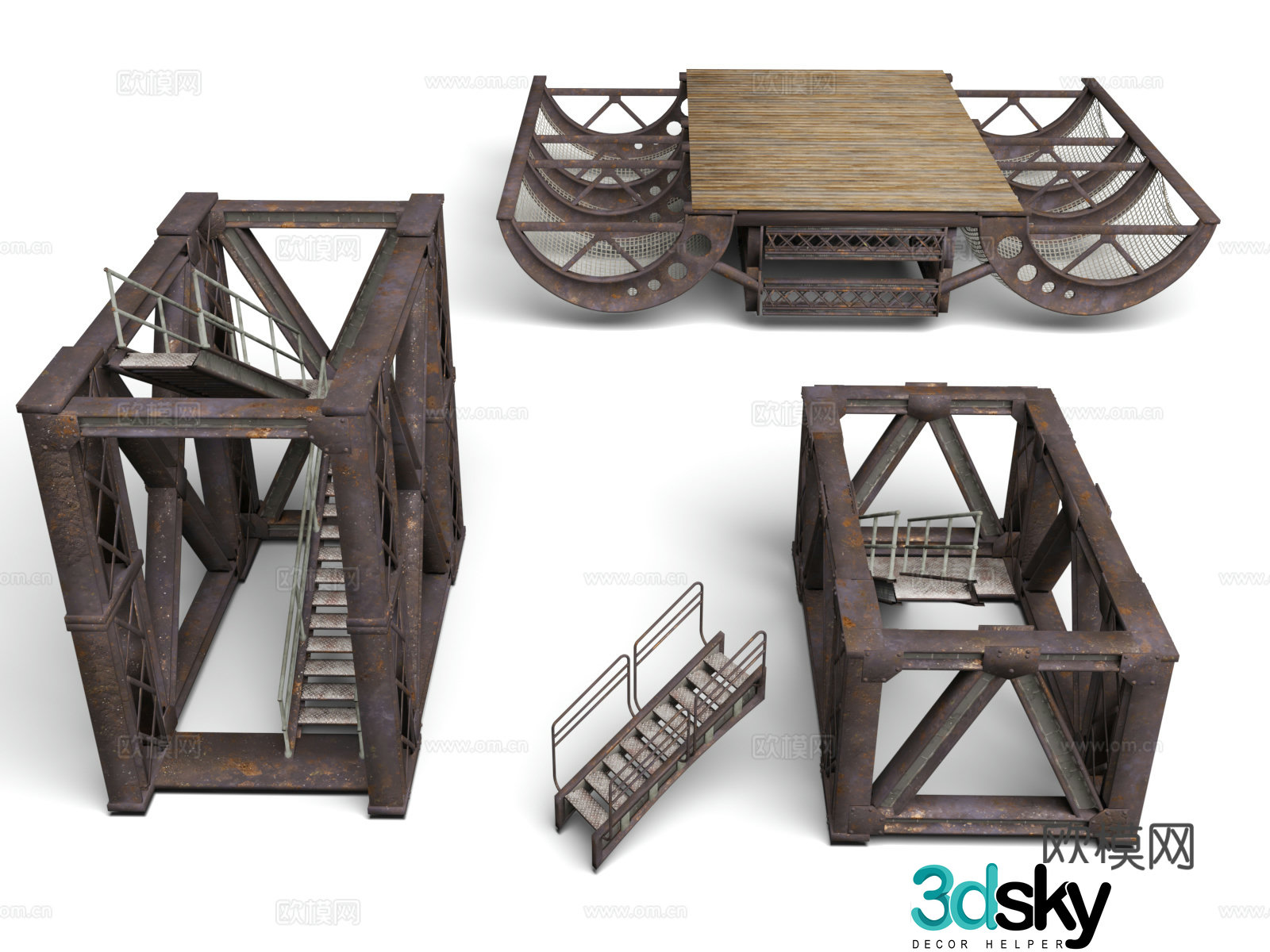 Collection of items props and facilities construction modules items and supplies steel frame iron frame 3D model