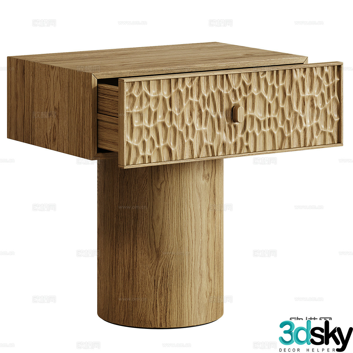 New Chinese style Wabisa La Redoute Mason Bedside Table 3D Model