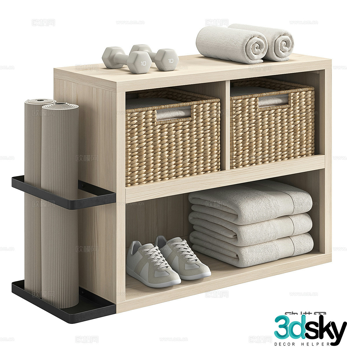Modern home gym storage area 3d model