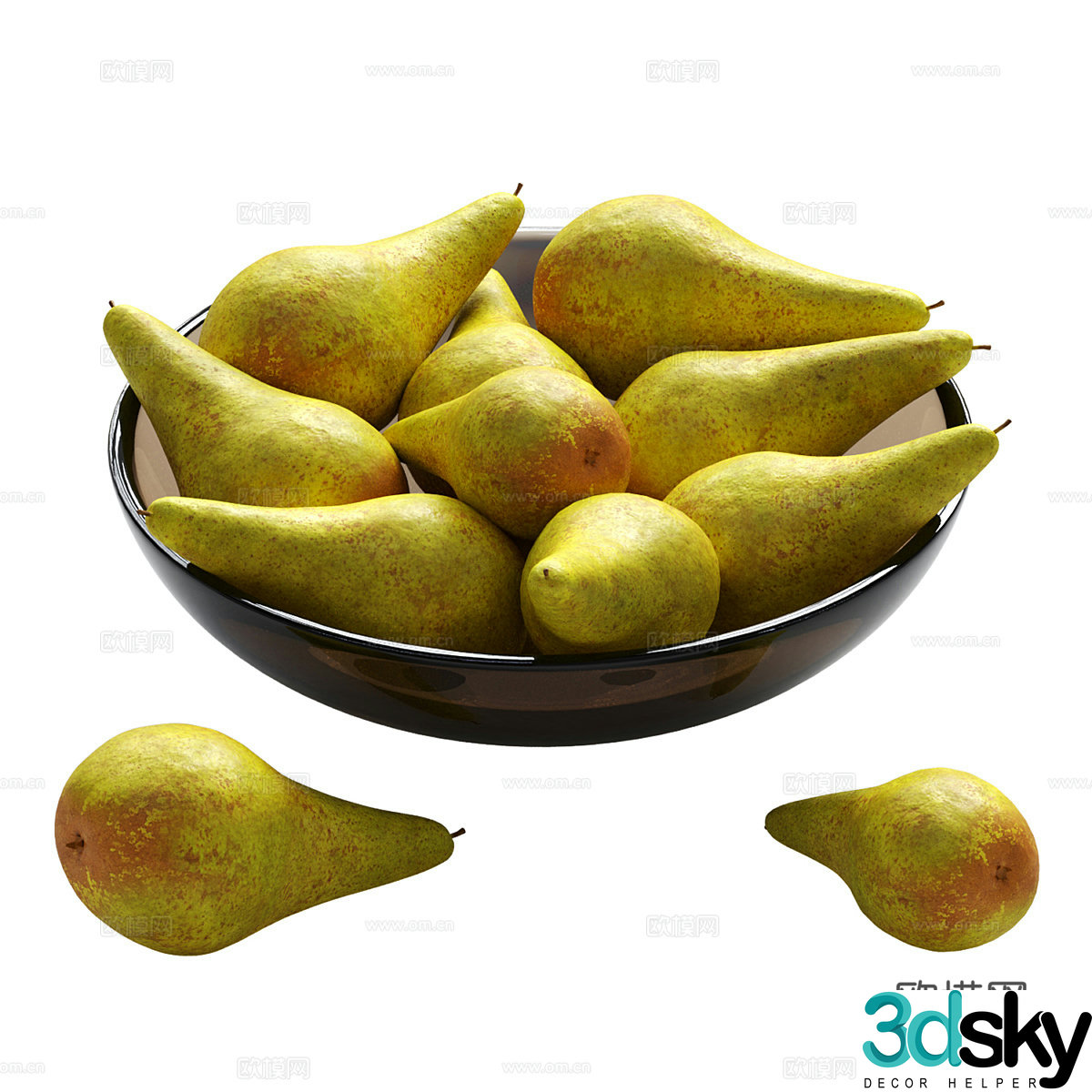 Fruit fruit plate pear 3d model