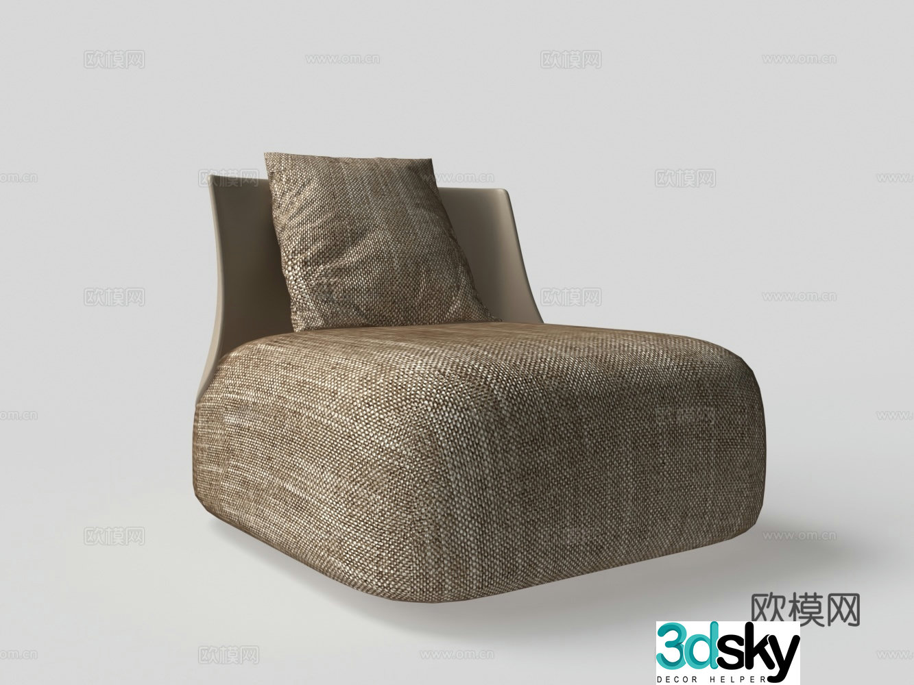 Modern fabric casual single sofa 3D model