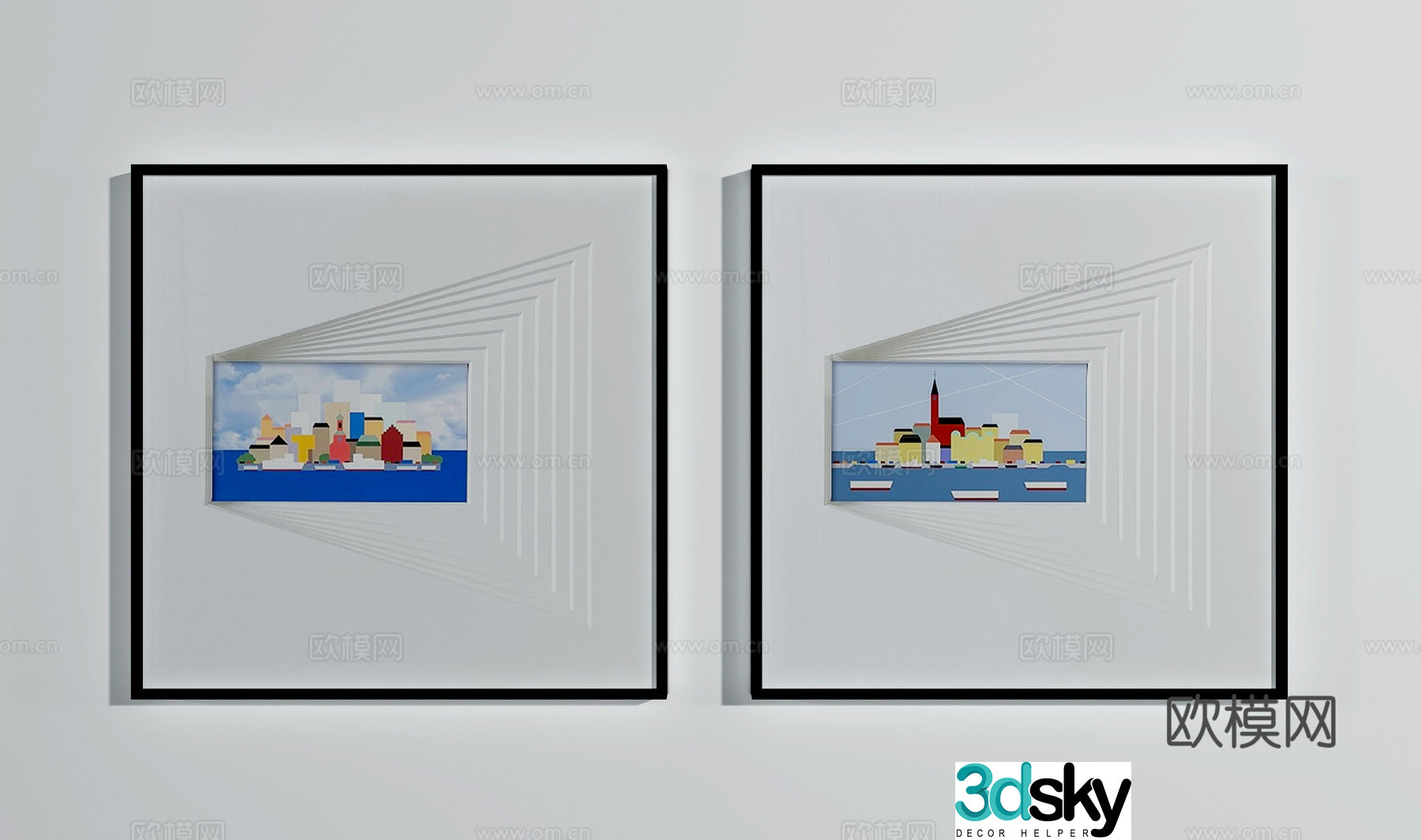 Modern decorative paintings Combination hanging paintings Comic hanging paintings 3D model