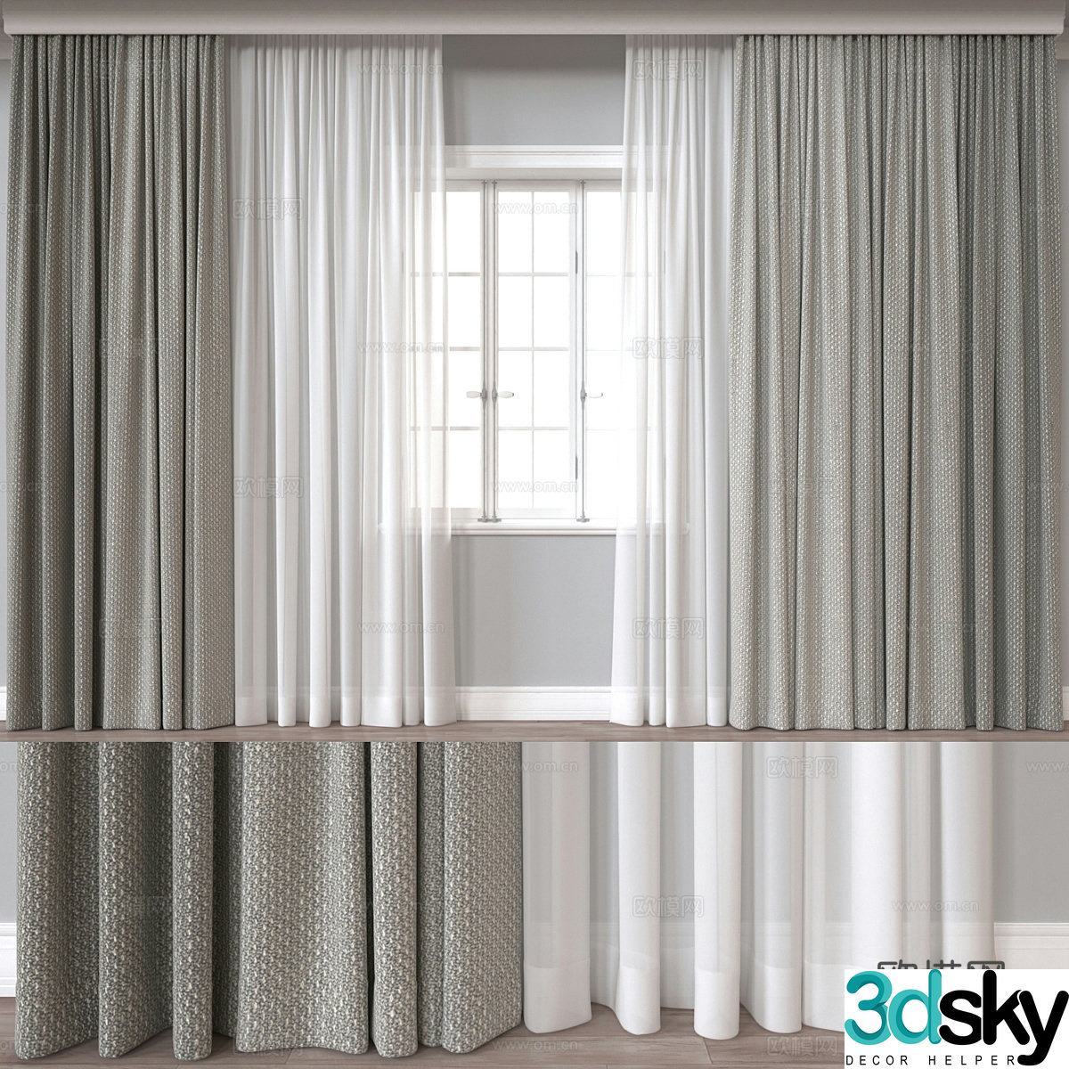 New Chinese style fabric curtain 3D model