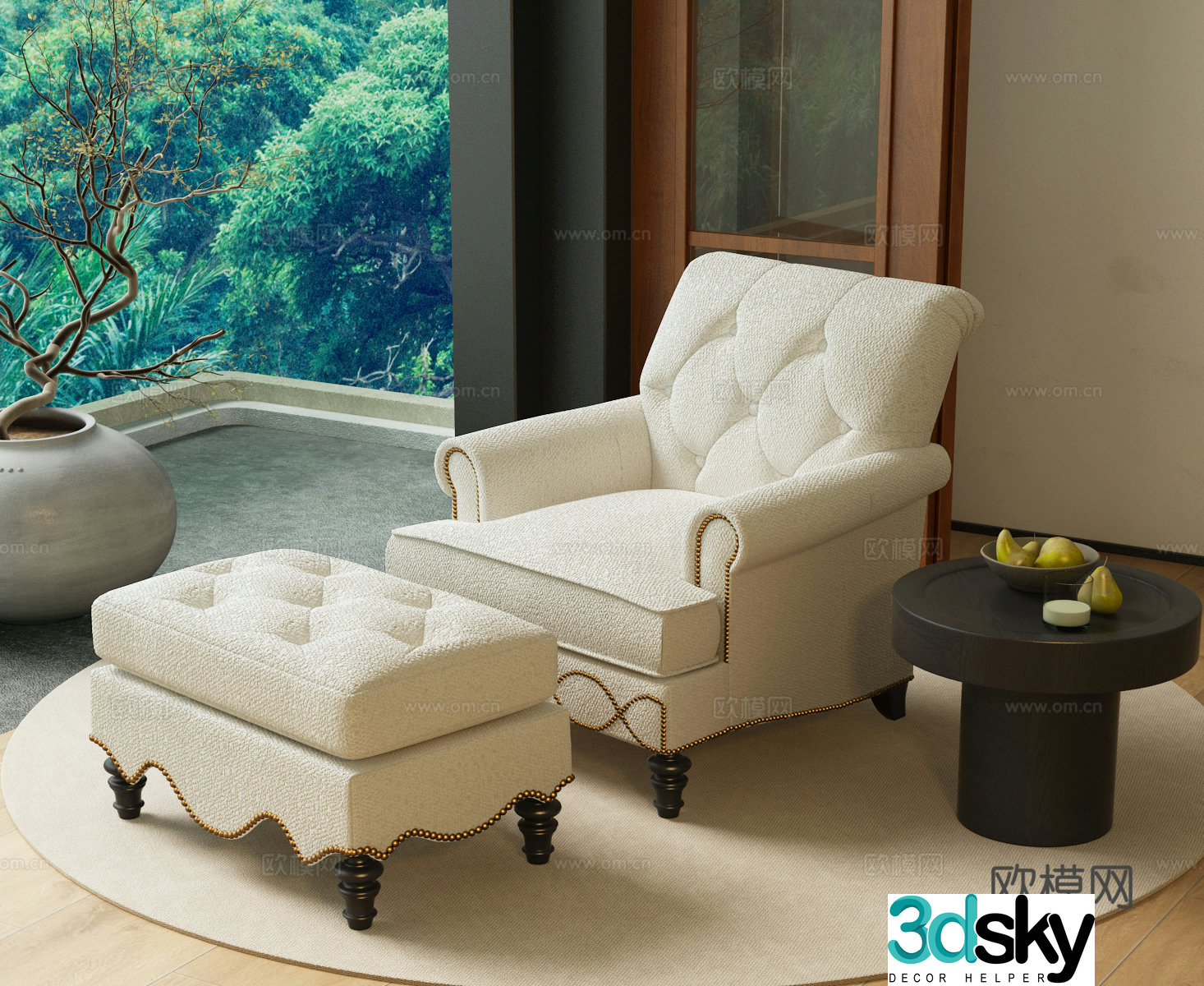Modern French casual sofa American casual sofa French retro casual sofa 3d model