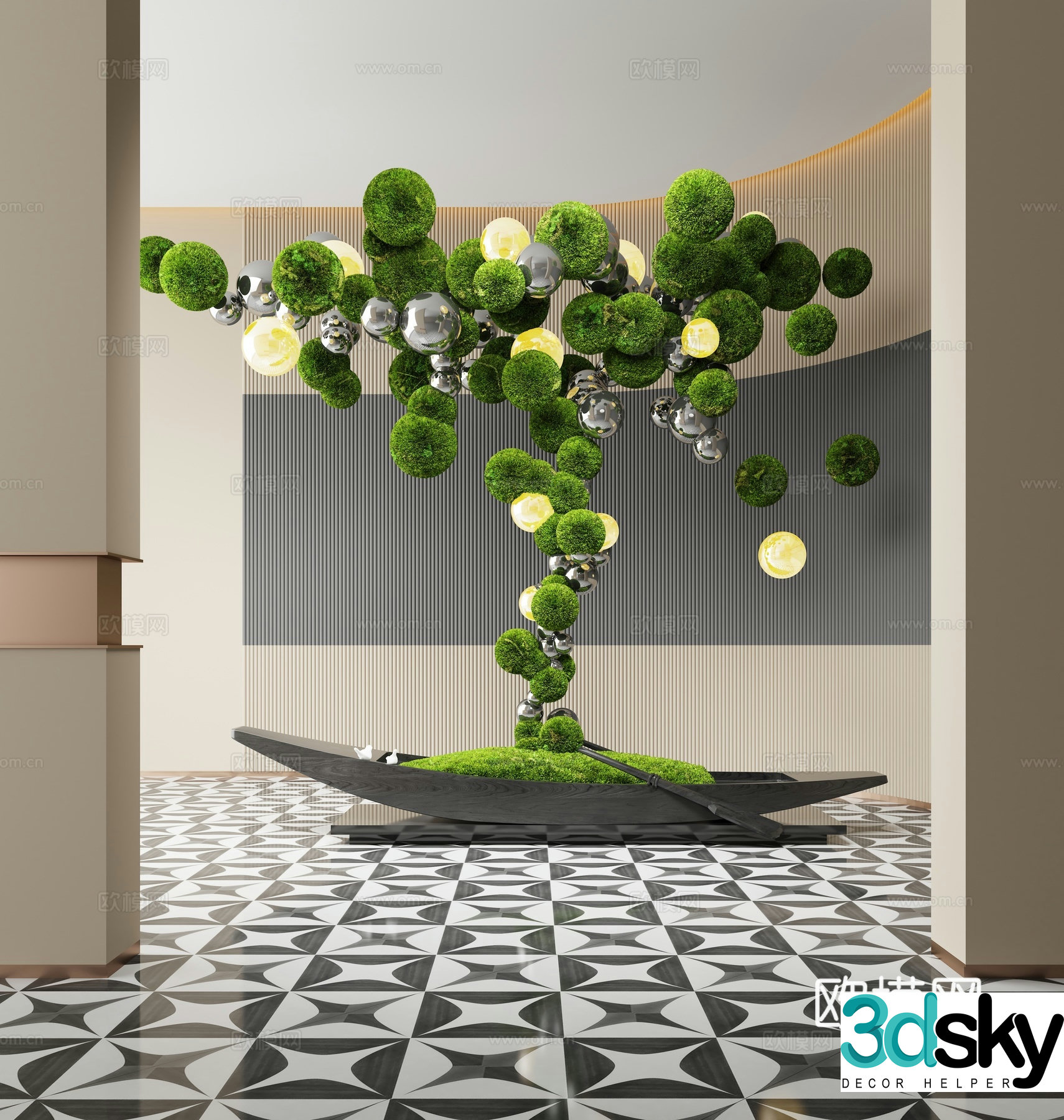 Modern plant art installation ship installation 3d model