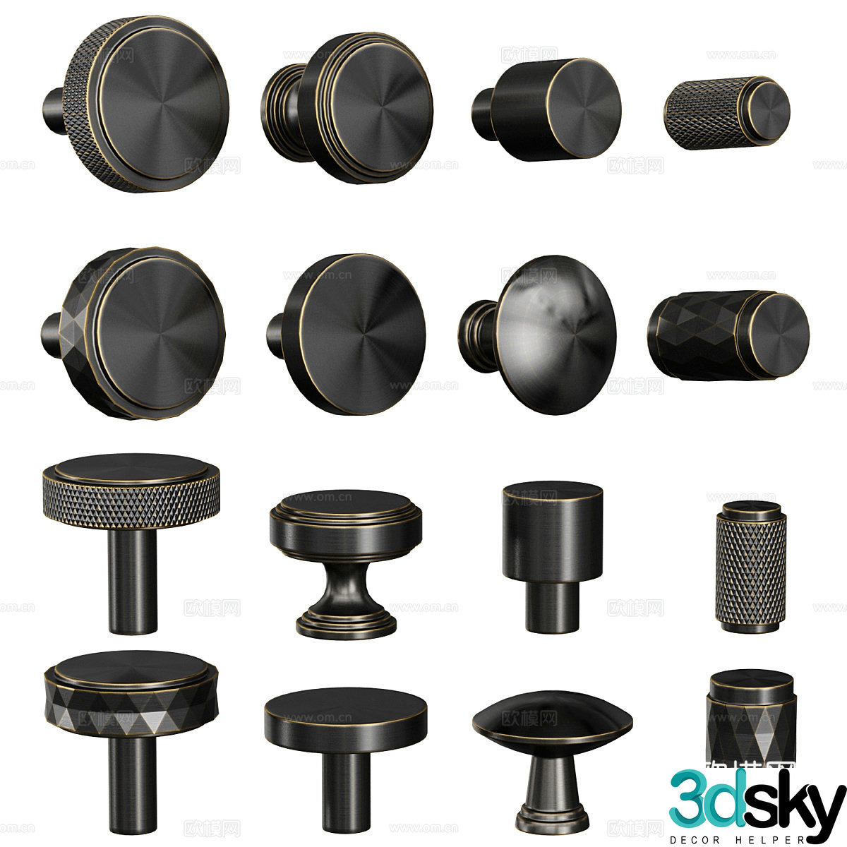 New Chinese light luxury Meraki furniture handle 3D model