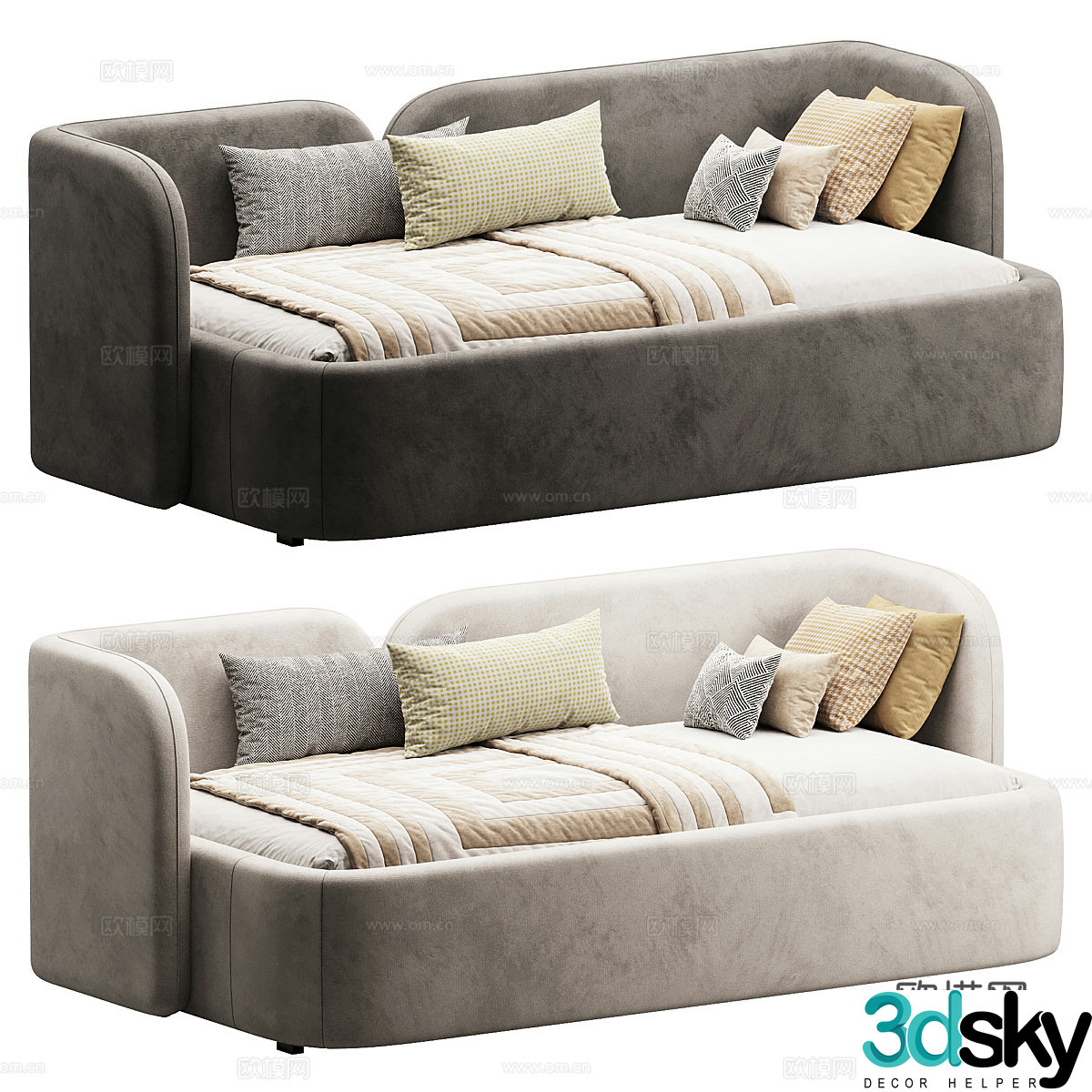 Modern AMALYA Children’s Fabric Sofa Bed 3D Model