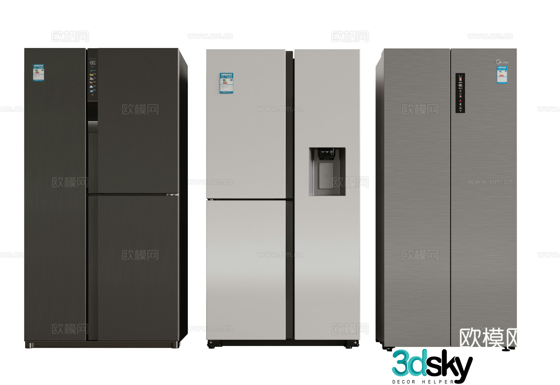 Modern refrigerator zero-embedded refrigerator single and double door refrigerator cross refrigerator double door refrigerator 3D model