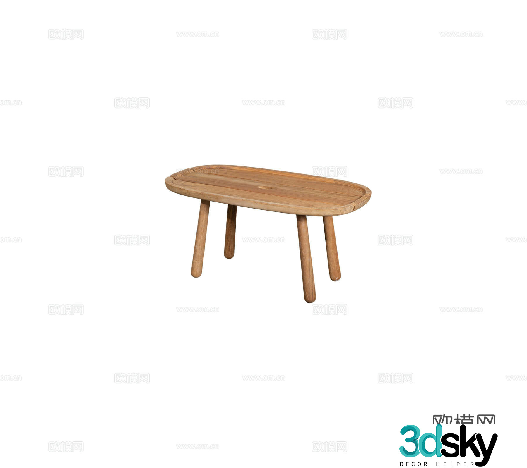 Modern outdoor courtyard garden terrace coffee table side table teak table teak table teak stool combination 3D model