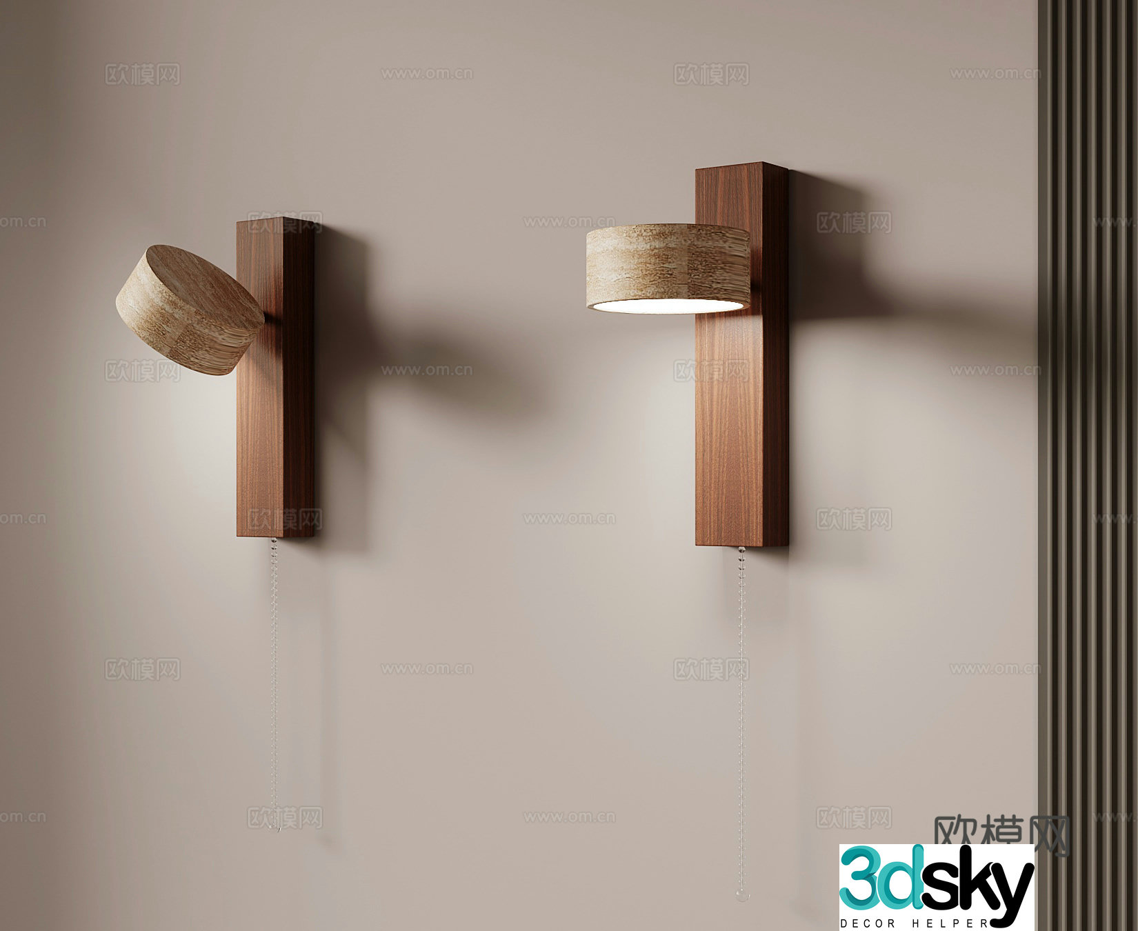 Middle-aged wall lamp bedside lamp decorative lamp 3d model