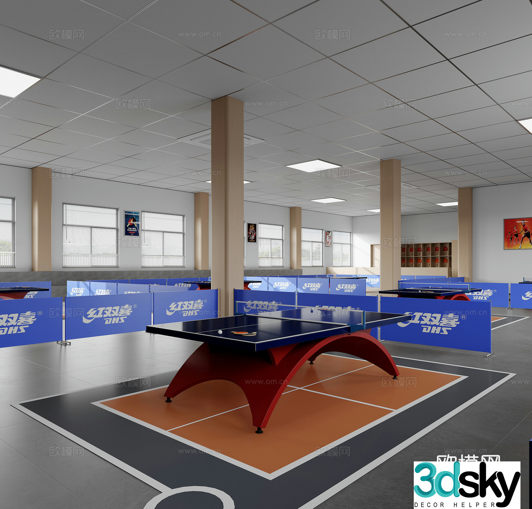 Modern table tennis room 3d model