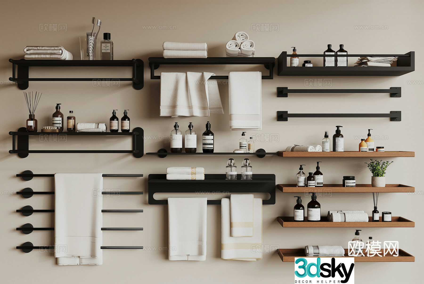 Modern towel rack 3d model