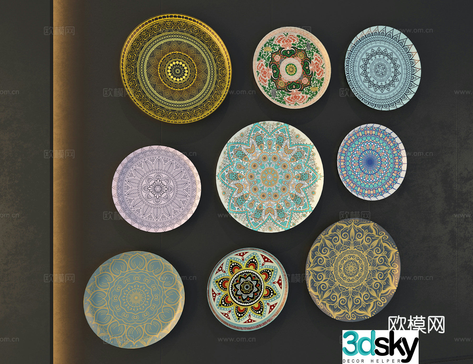 3d model of plate wall decoration