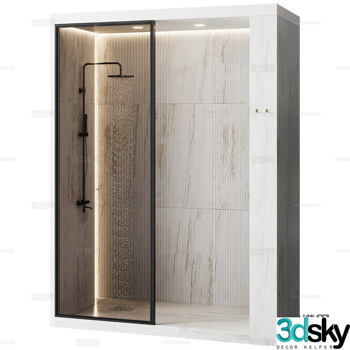 Modern Italian minimalist shower room 3D model