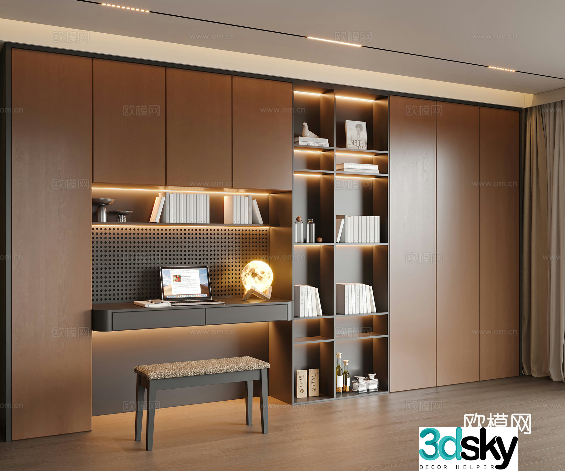 Modern bookcase 3d model