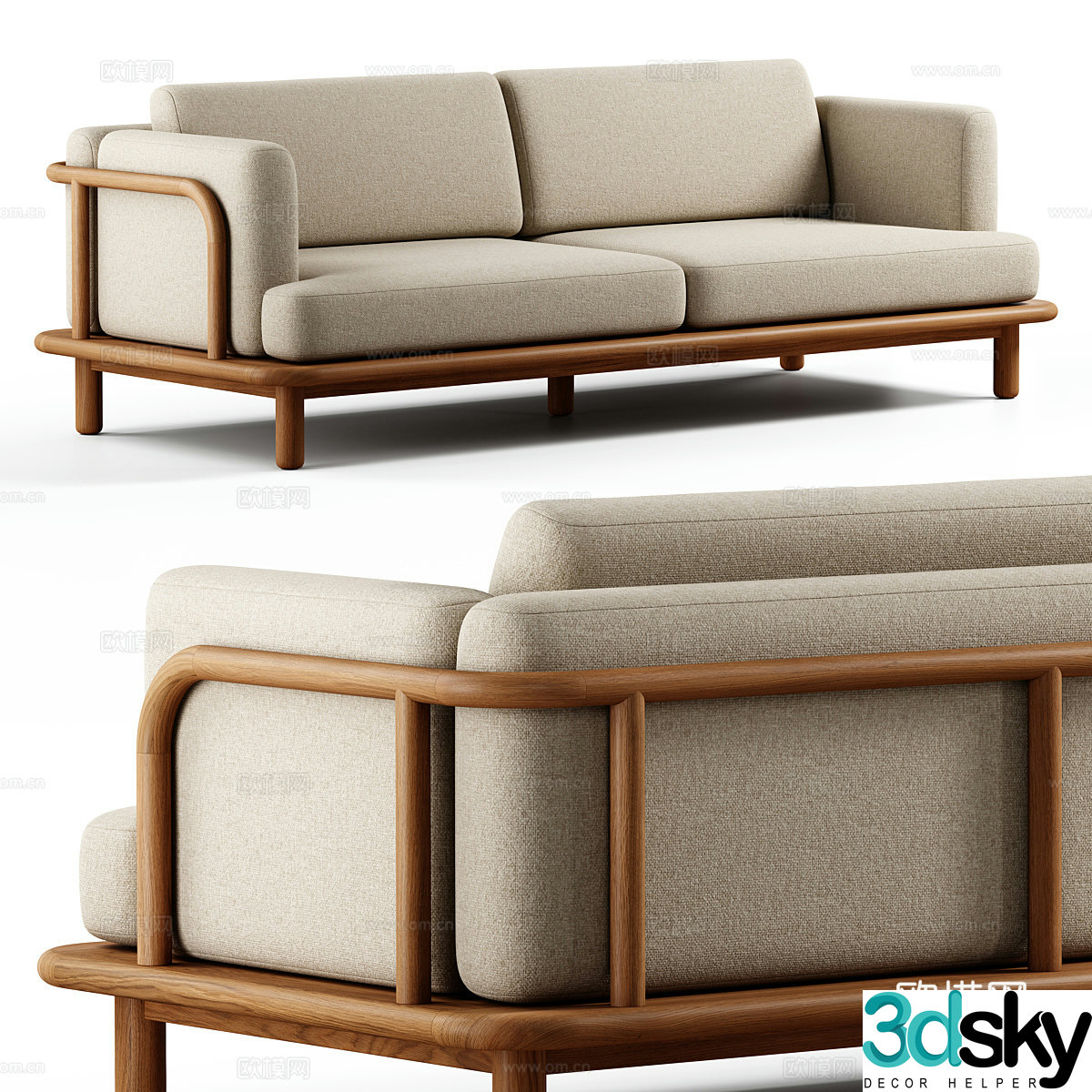 New Chinese Turqueta three-person sofa 3D model