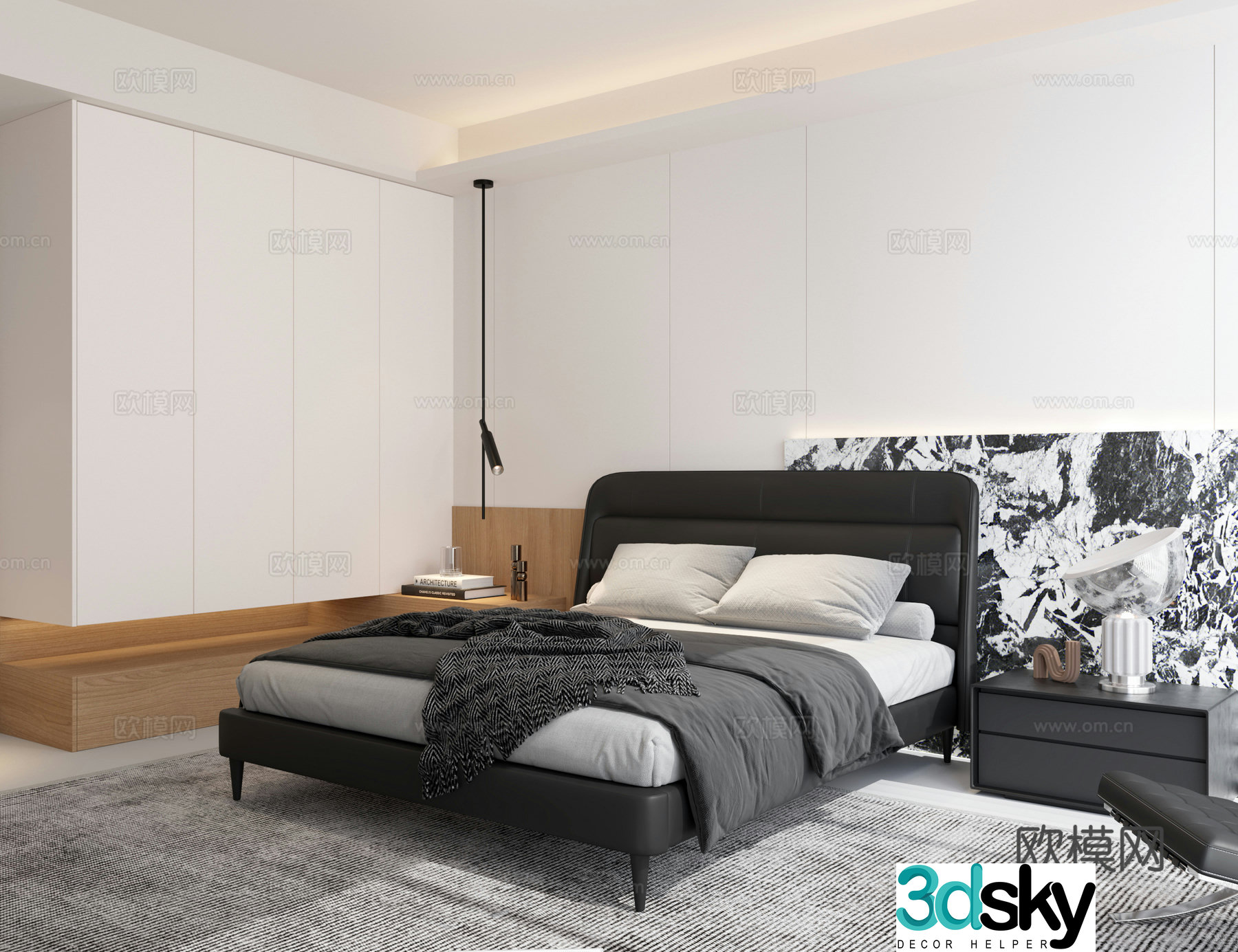 Modern master bedroom bed advanced 3D model