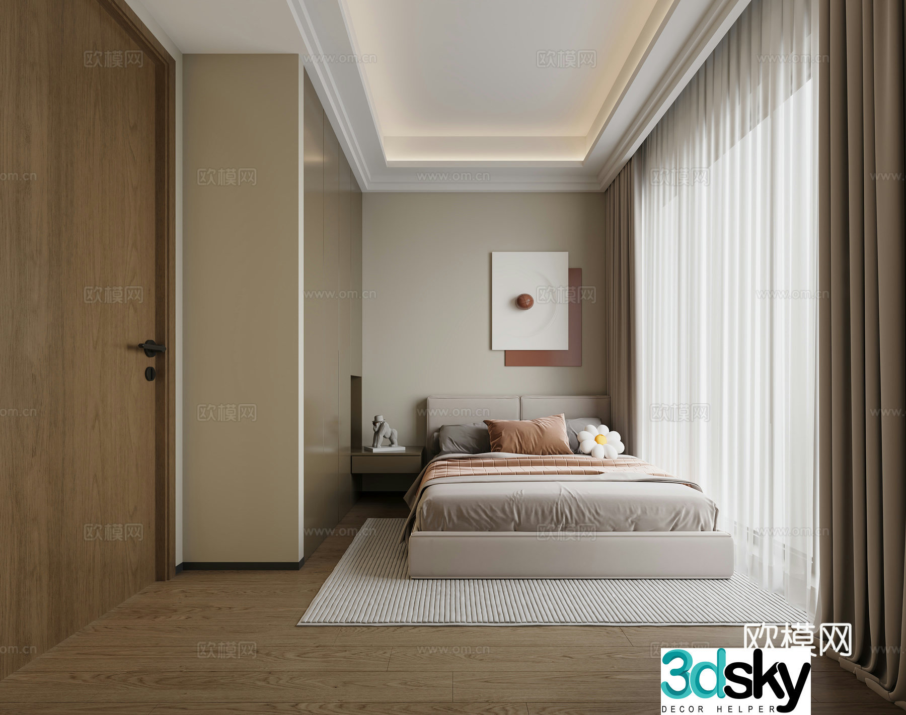 New Chinese bedroom 3D model