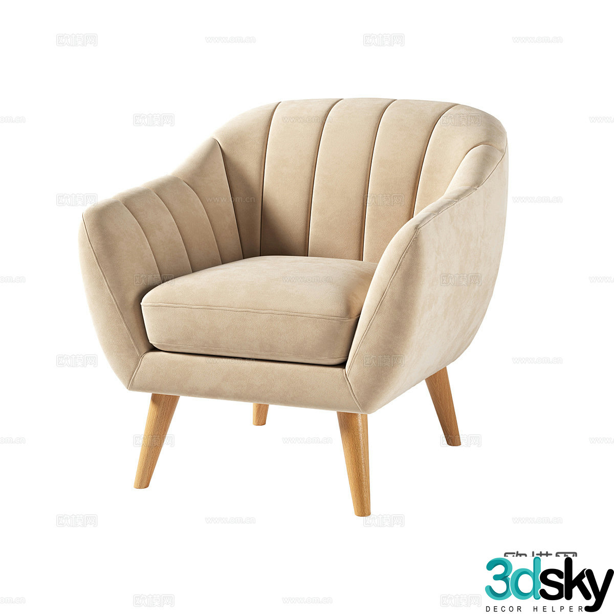 Modern Cream Doria Armchair 3d Model