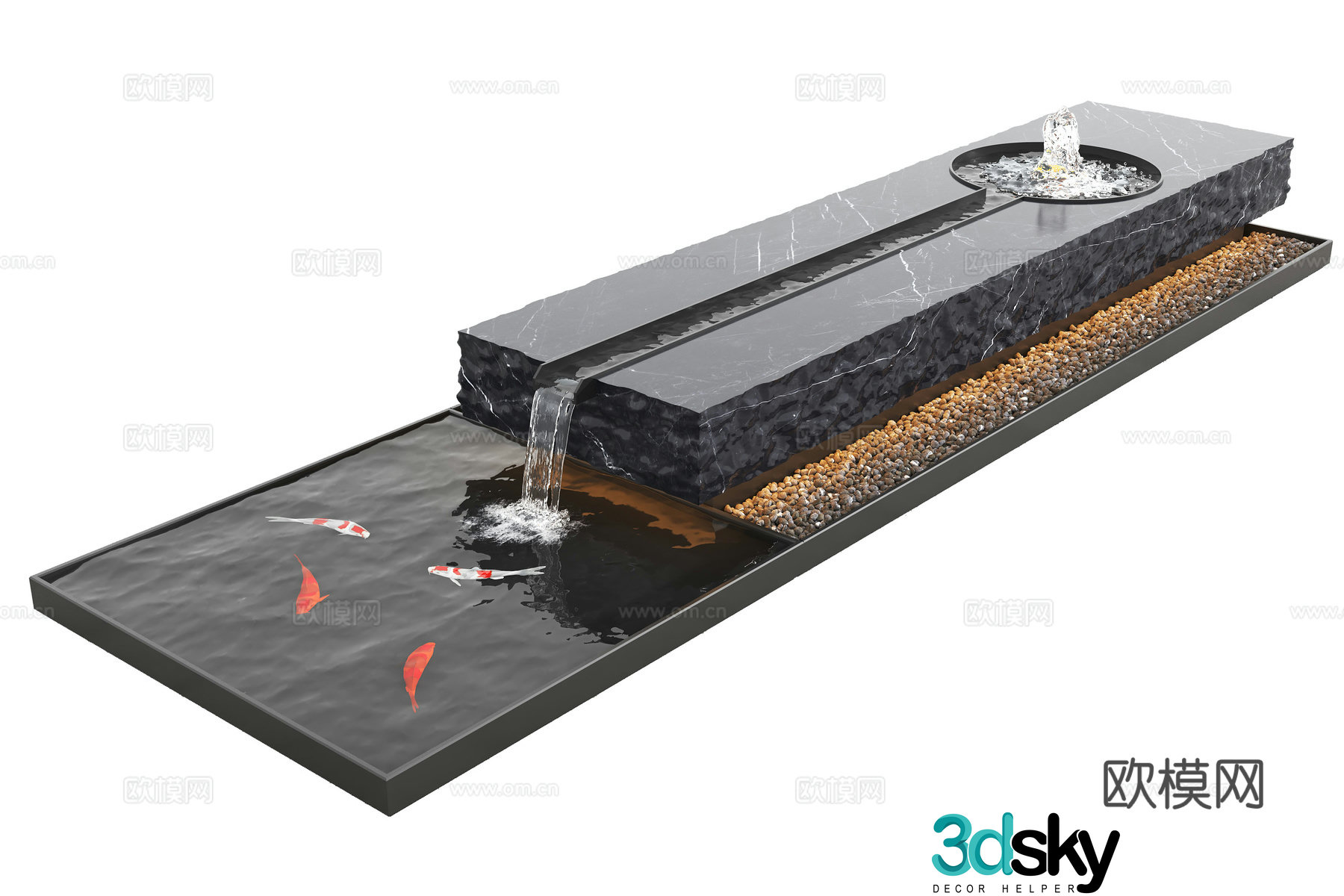 Modern water landscape water bowl flowing water pool 3d model