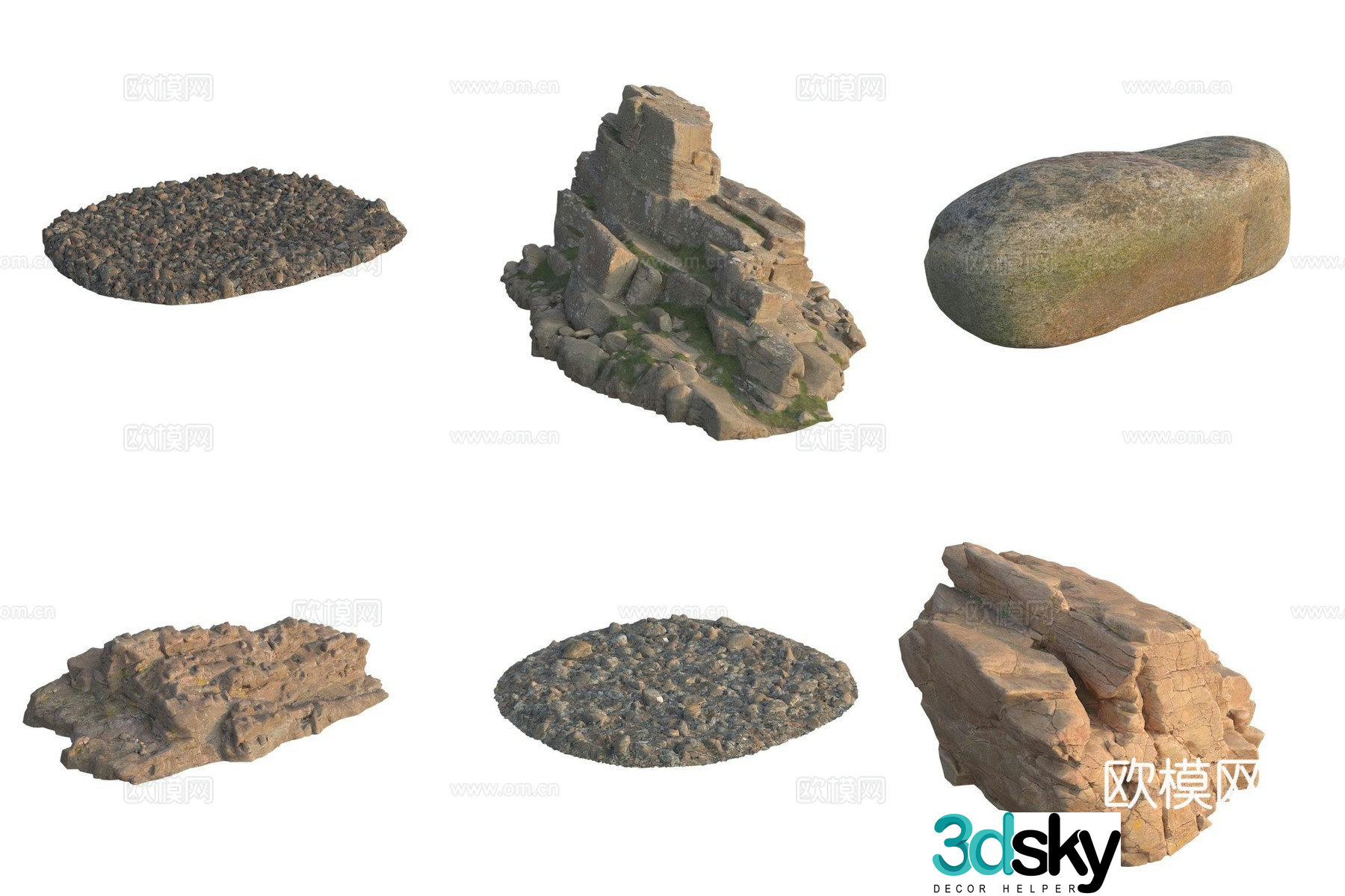 Stone Rock Pebbles 3d Model