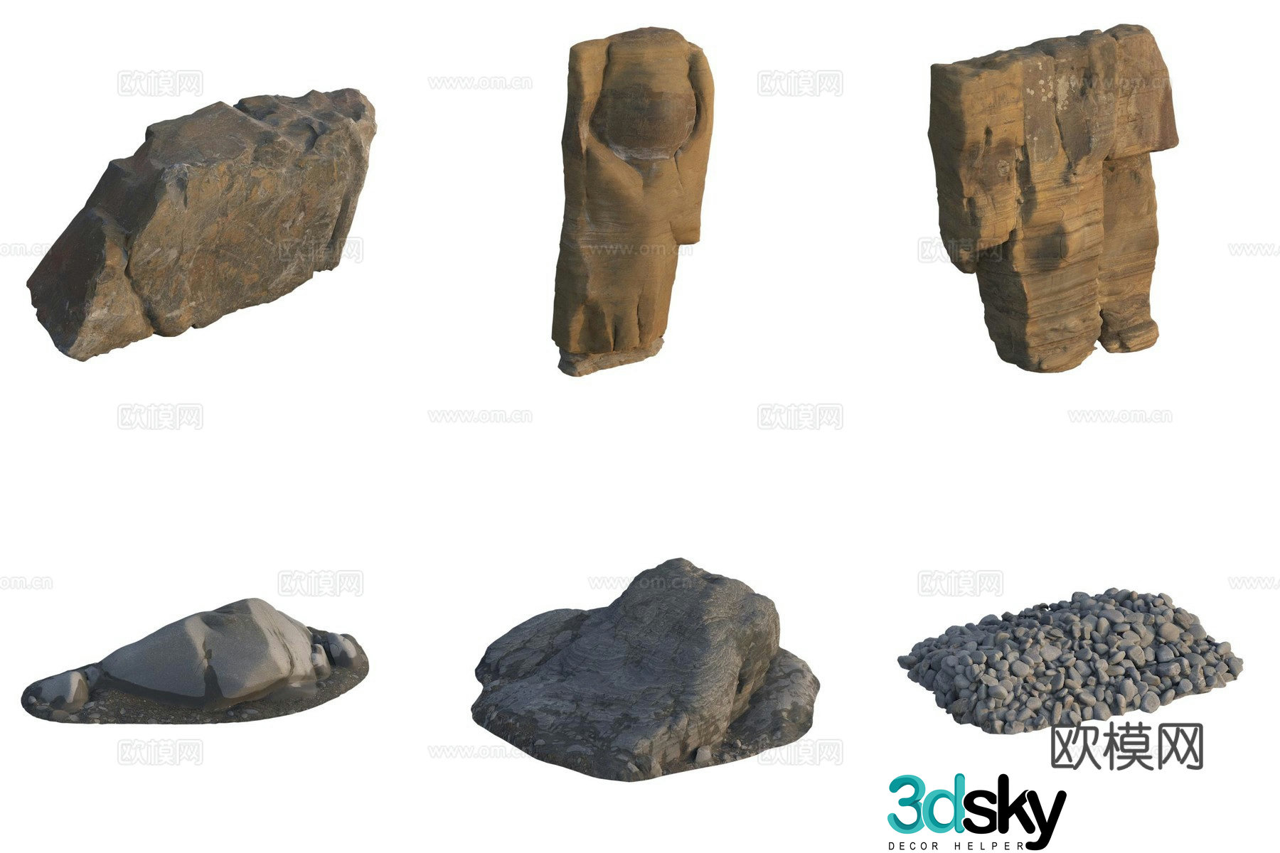 Beach beach stone rock pebbles 3d model