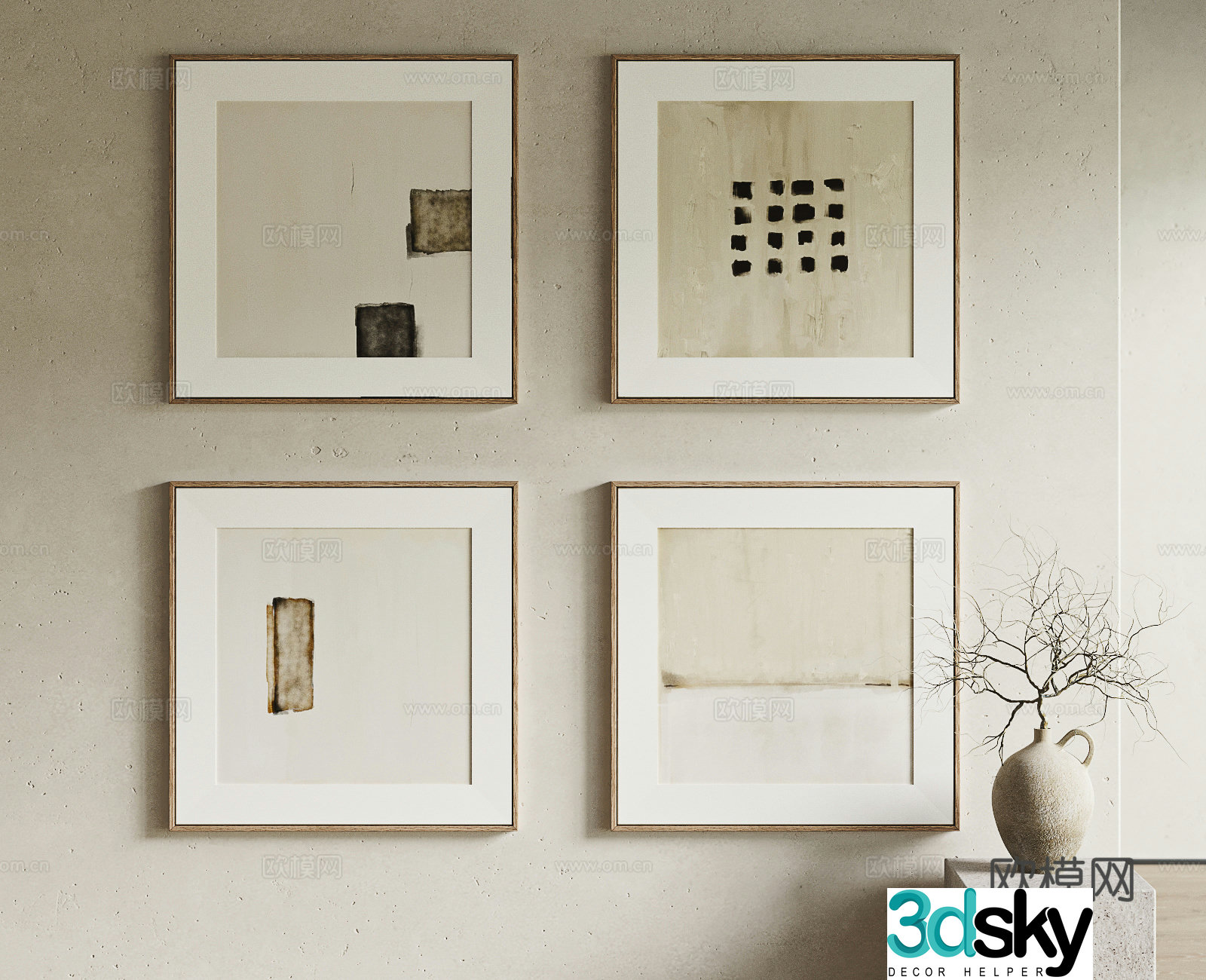 Wasabi wind hanging painting combination 3D model