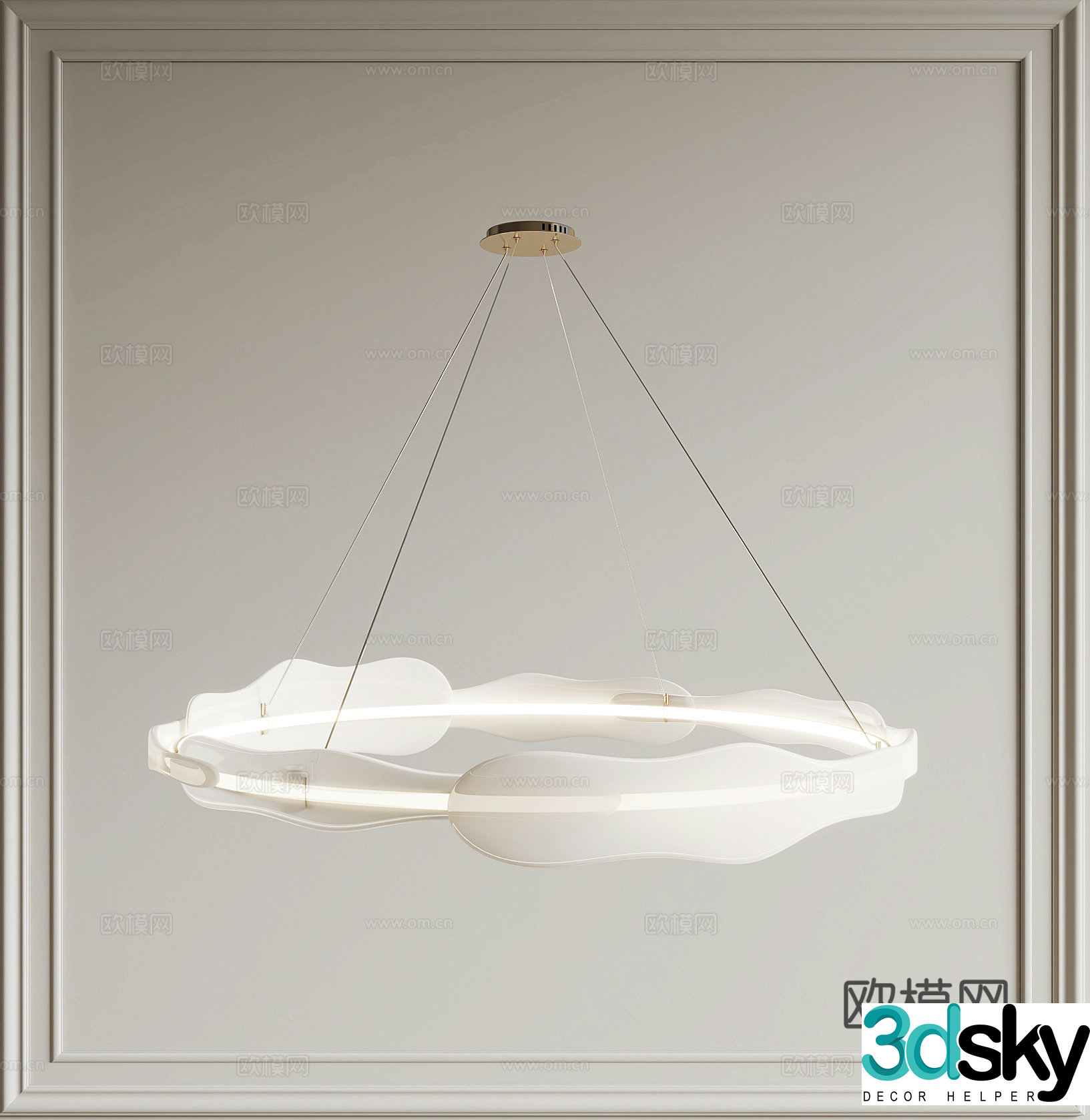 Creamy wind chandelier 3d model